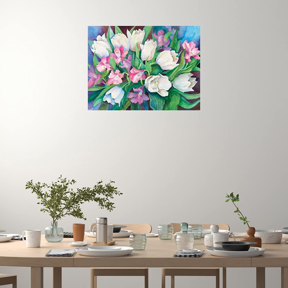 Joanne Porter Floral Canvas Wall Art - 28x21 Inch Alstroemeria & Tulips Painting for Living Room, Bedroom, Office Decor | Ready to Hang Home Décor | Perfect for Housewarming & Wedding Gifts