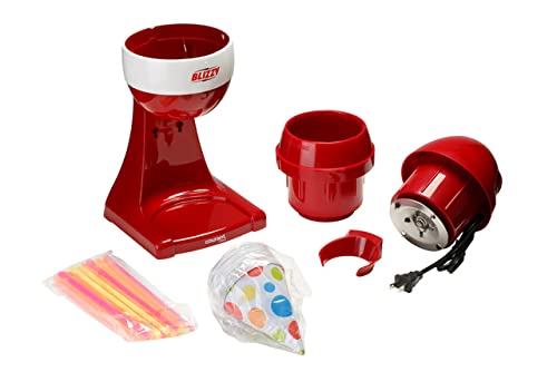 Courant Red Snow Cone Machine - Countertop Shaved Ice Maker for Desserts, Birthday Parties & Summer Treats | Includes Cones for Easy Serving | Perfect for Home, Cafes & Outdoor Events