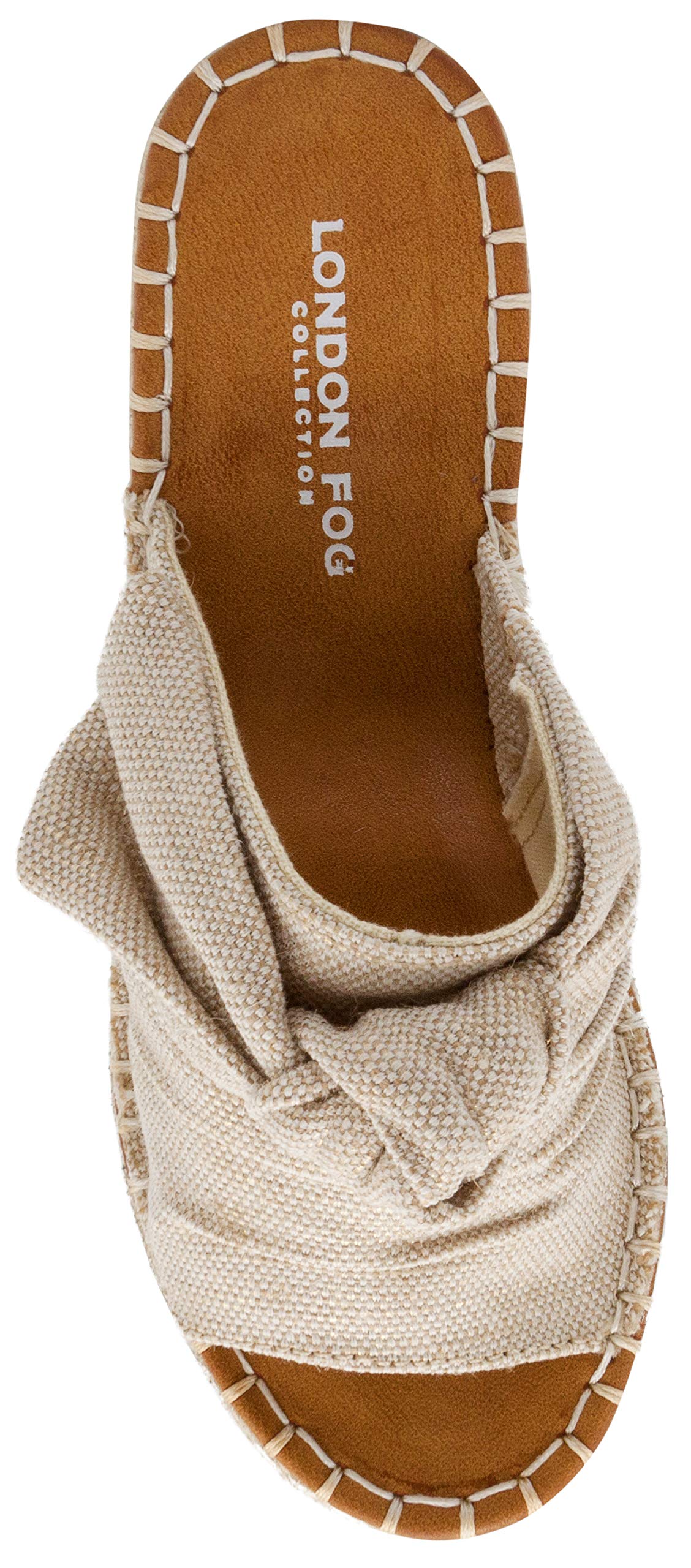 London Fog Women's Heidi Wedge Sandals with Bow - Summer Beach & Casual Wear