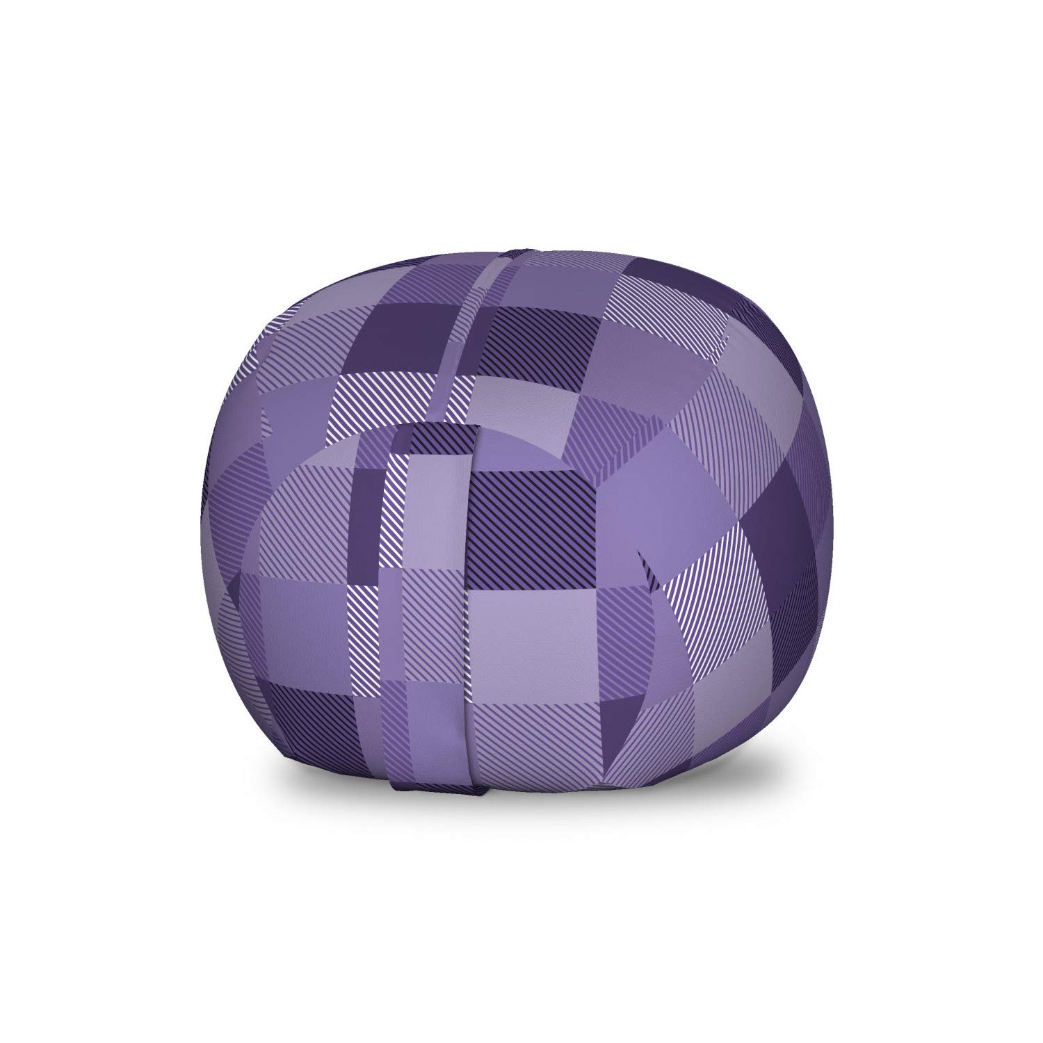 Ambesonne Abstract Storage Toy Bag Chair - Plaid Print Stripe Monochrome Design, Washable Stuffed Animal Organizer for Kids Room, Small Size Purple Quartz | Perfect for Nursery, Playroom & Bedroom Organization
