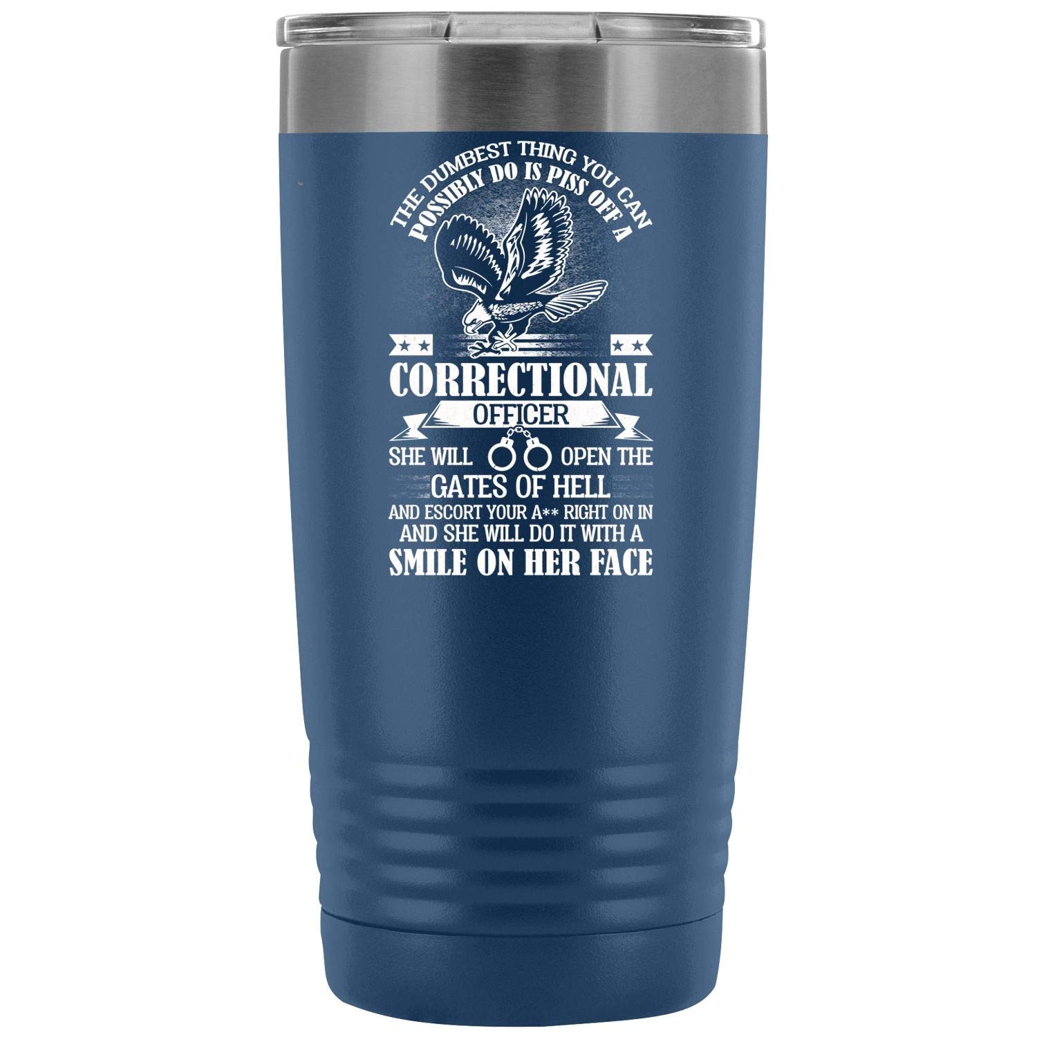 20 oz Vacuum Insulated Tumbler - Double Wall Stainless Steel Coffee Cup for Hot & Cold Drinks | Leakproof Travel Mug for Office, School, Gym & Outdoor Activities | Perfect Gift for Correctional Officers (Blue)