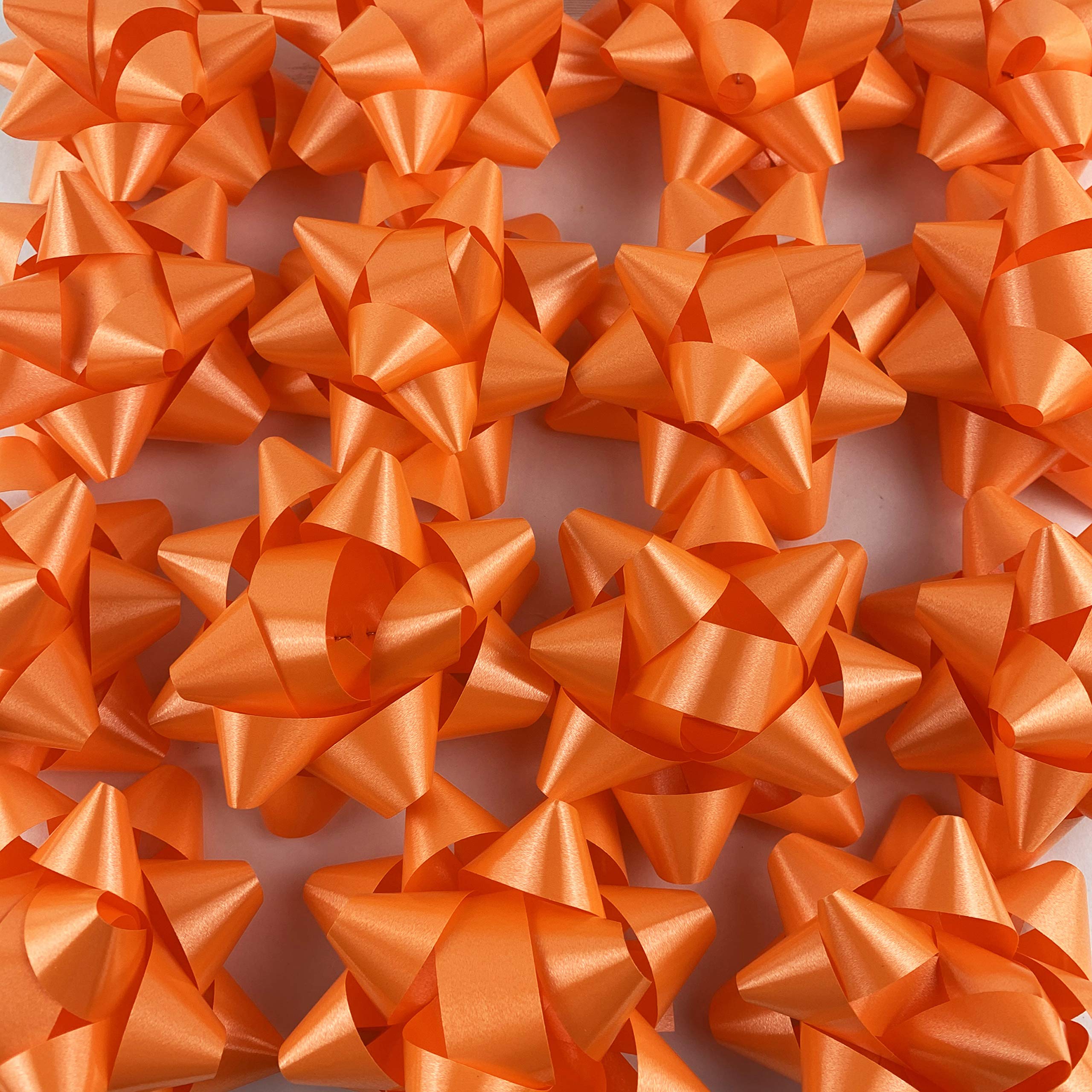 Orange Confetti Star Gift Bows for Christmas - 3.75 Inch Wrapping Bows (15 Pack) - Perfect for Holiday Presents, Party Decorations & Gift Wrapping