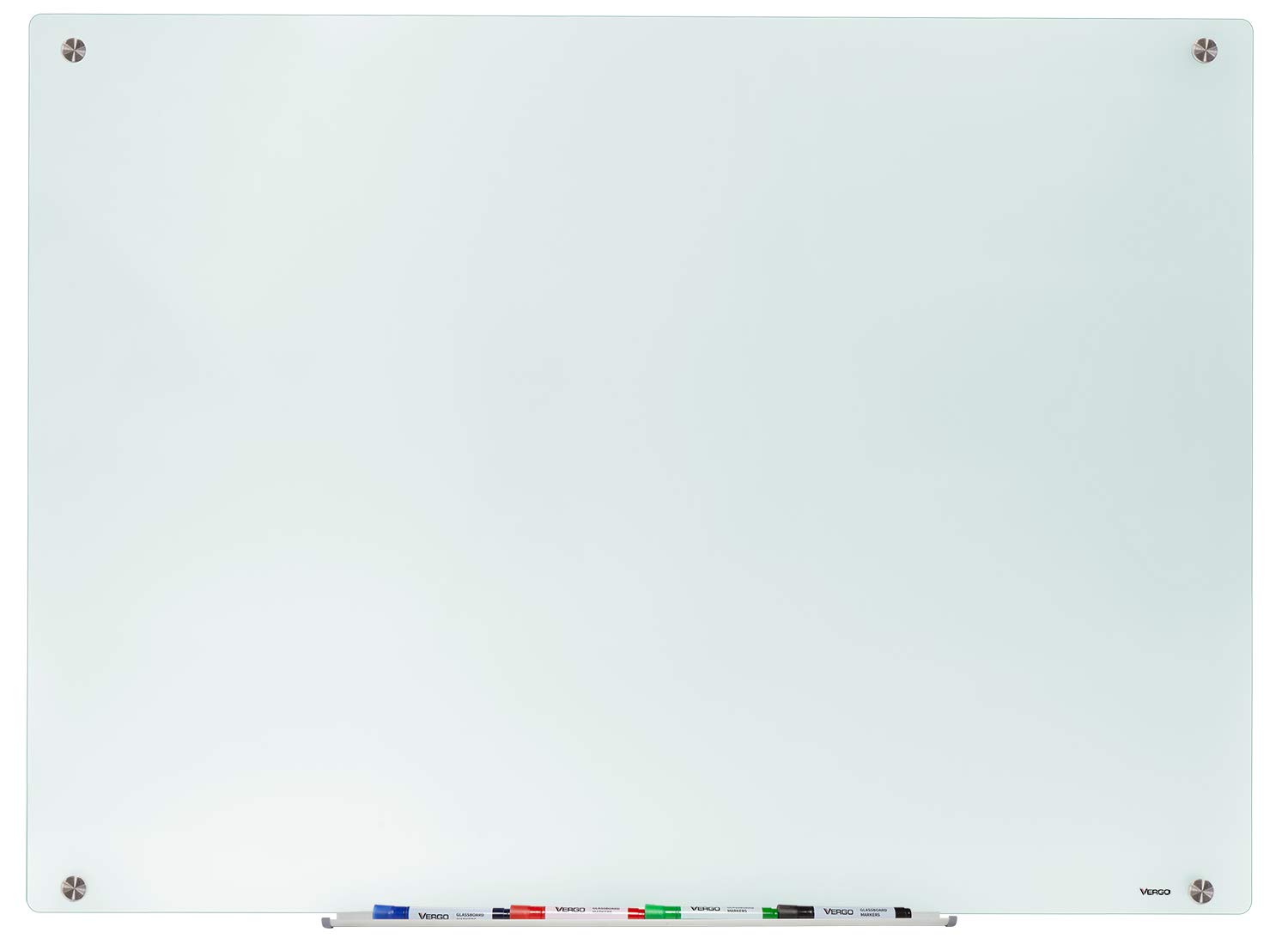 Vergo 4' x 3' Frosted Glass Dry Erase Whiteboard - Wall Mounted Glass White Board for Office, Classroom & Home Use - Durable Frameless Design for Meetings & Presentations