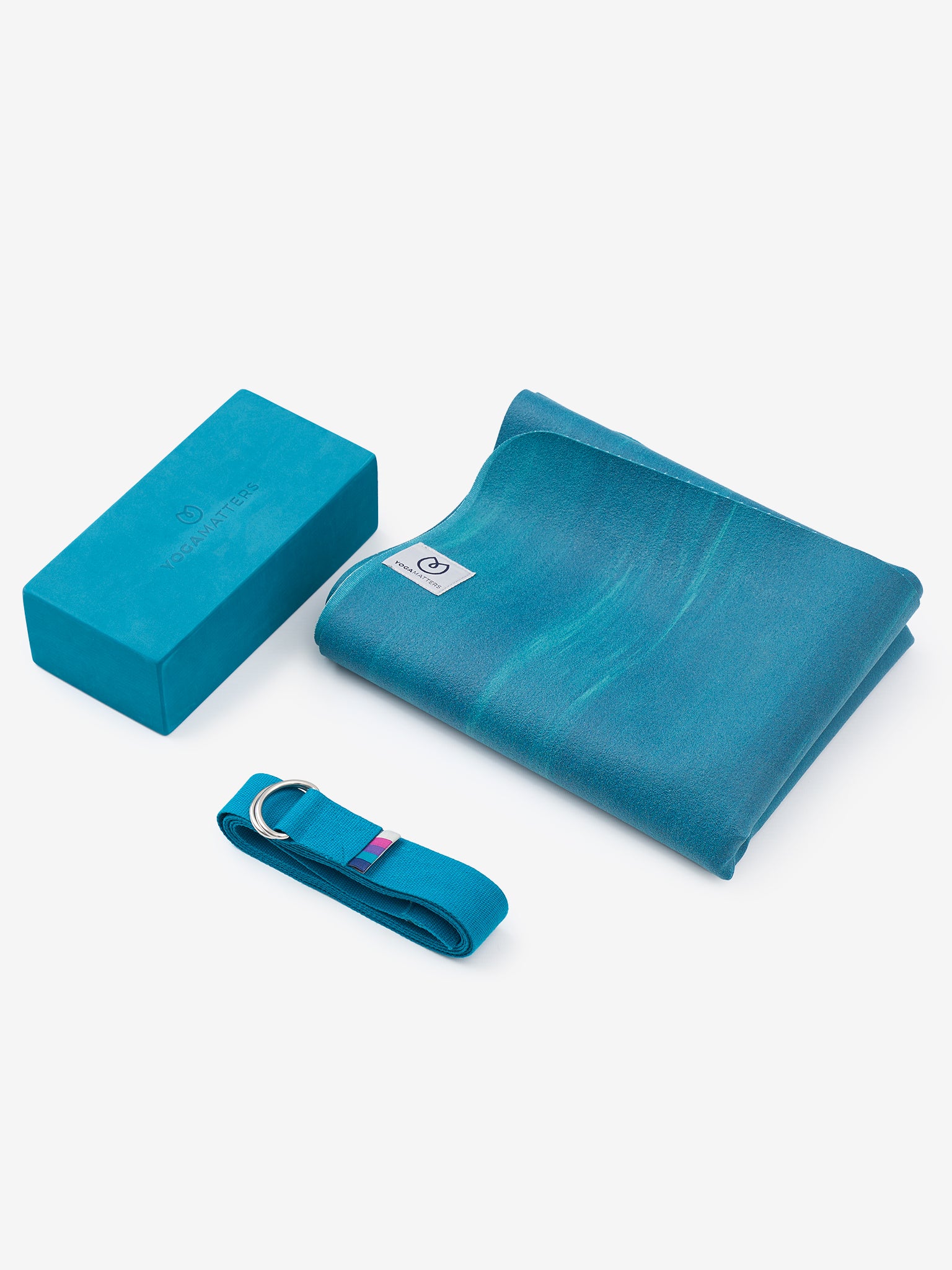 Yogamatters Travel Yoga Kit - Portable Yoga Mat, Strap & Block Set for Home, Office & Outdoor Use