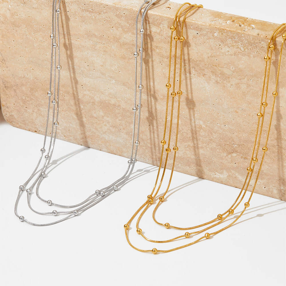 14K Gold Herringbone Beads Chain Necklace for Women - Dainty Layering Jewelry Gift for Her - Perfect for Everyday Wear, Date Night & Special Occasions | JDN6014