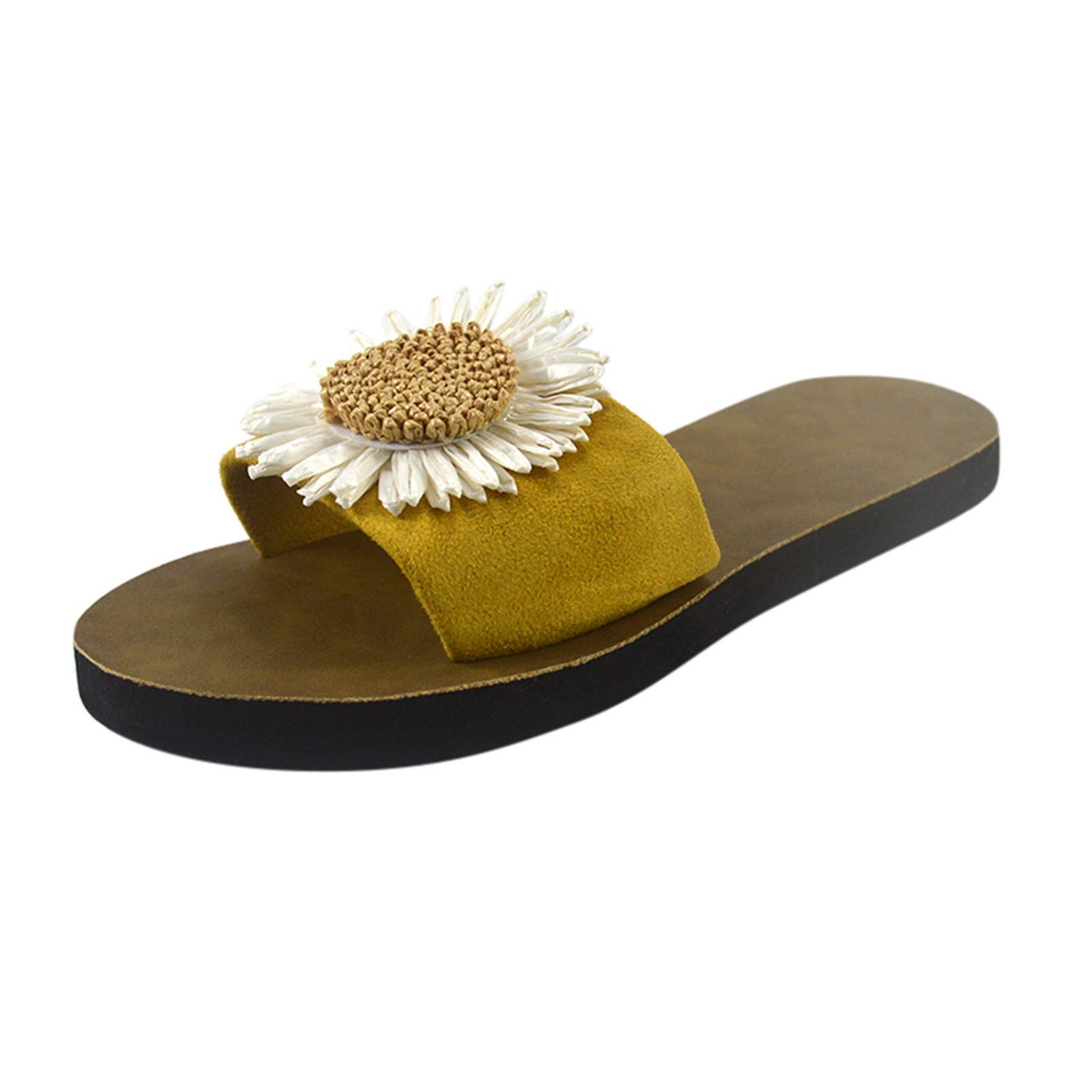 Women's Floral Slip-On Slippers - Soft Round Toe Flip Flops with Non-Slip Sole for Summer, Beach, Home & Outdoor Wear - Comfortable Casual Platform Sandals for Relaxing and Lounging