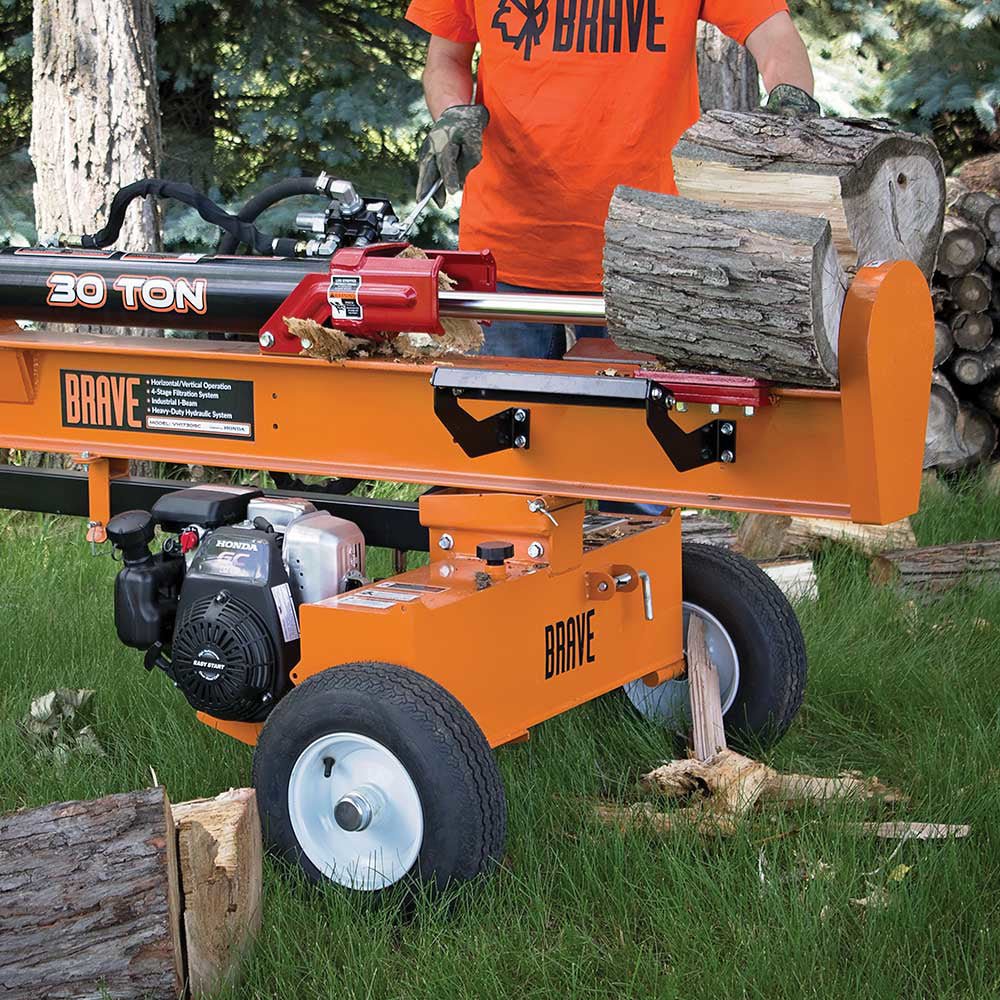 30 Ton Brave Log Splitter with Honda GC190 Engine - Heavy Duty Firewood Splitter for Home Heating, Landscaping, and Woodworking Projects