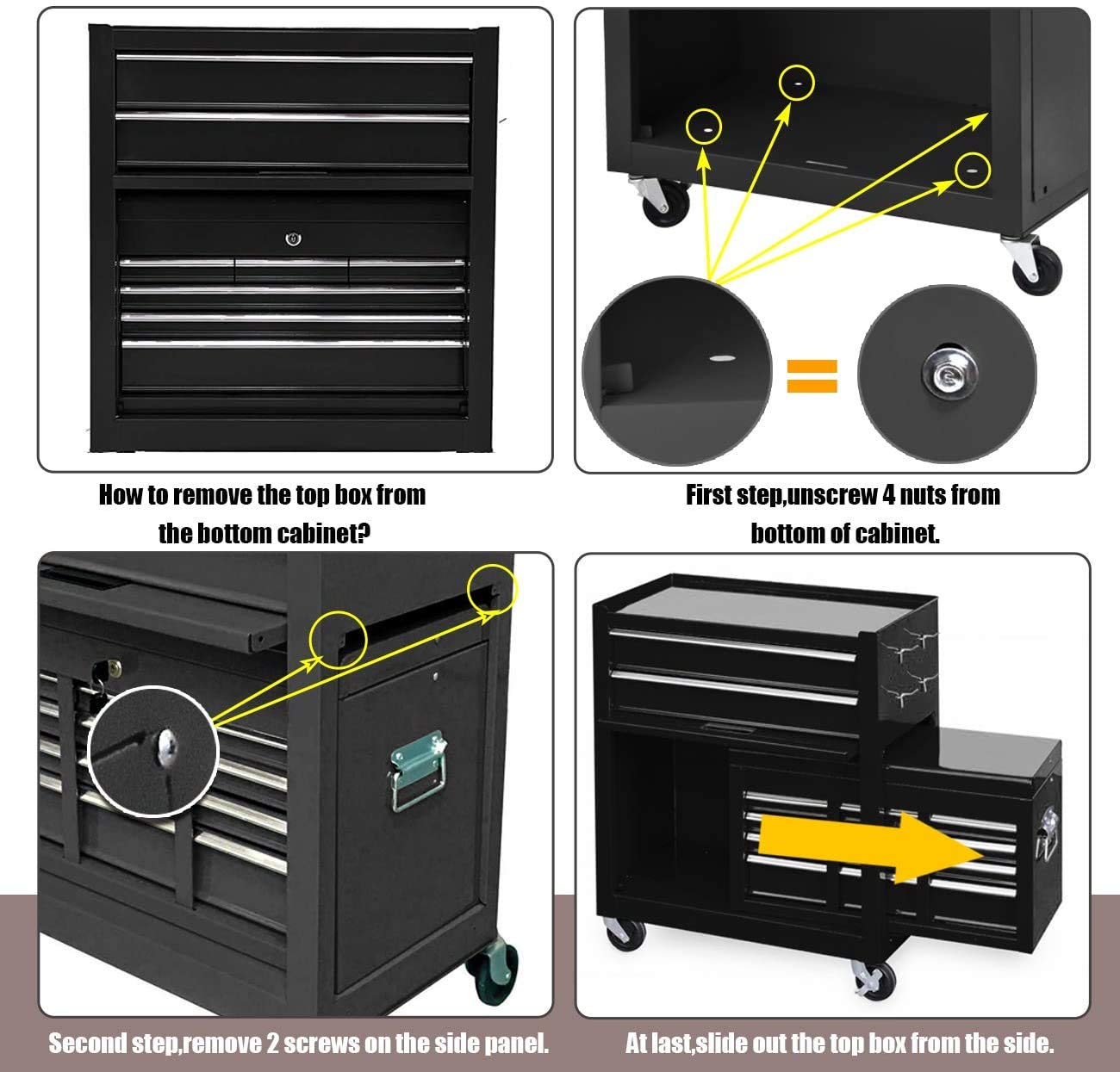 8-Drawer Rolling Tool Chest with Lock - Heavy-Duty Sliding Drawers & 4 Casters - High Capacity Tool Storage Cabinet for Garage, Workshop, Warehouse - Removable Organizer for Mechanics & DIY (Cool Black) - Perfect for Professional Tool Organization & Home Improvement Projects
