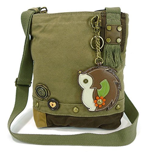 Chala Patch Crossbody Messenger Bag for Women - Olive Green Hedgehog Print | Stylish & Functional Shoulder Bag for Daily Use, Travel, and Work