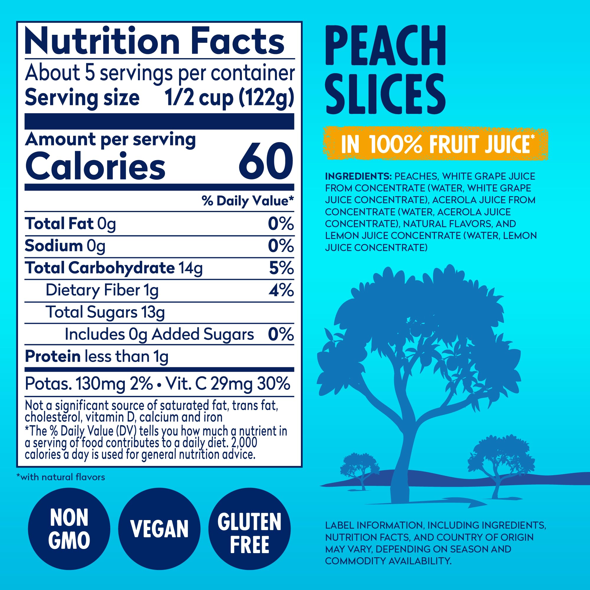 Dole Yellow Cling Sliced Peaches in 100% Fruit Juice - 23.5 Oz Resealable Jar - Gluten Free, No Sugar Added, Pantry Staple - Perfect for Snacks, Smoothies & Fruit Salads