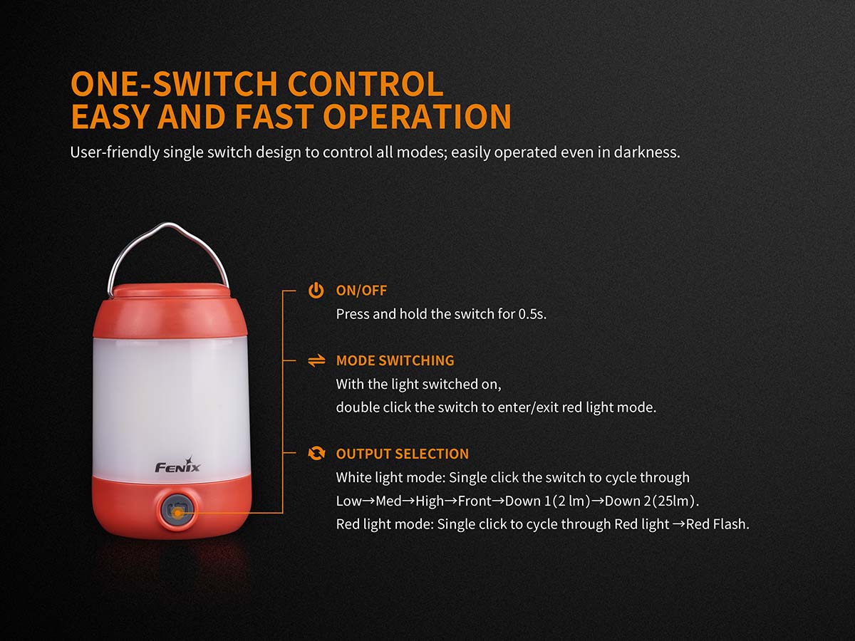 Fenix CL23 Rechargeable LED Camping Lantern - Waterproof Outdoor Light for Hiking, Backpacking & Emergency Use