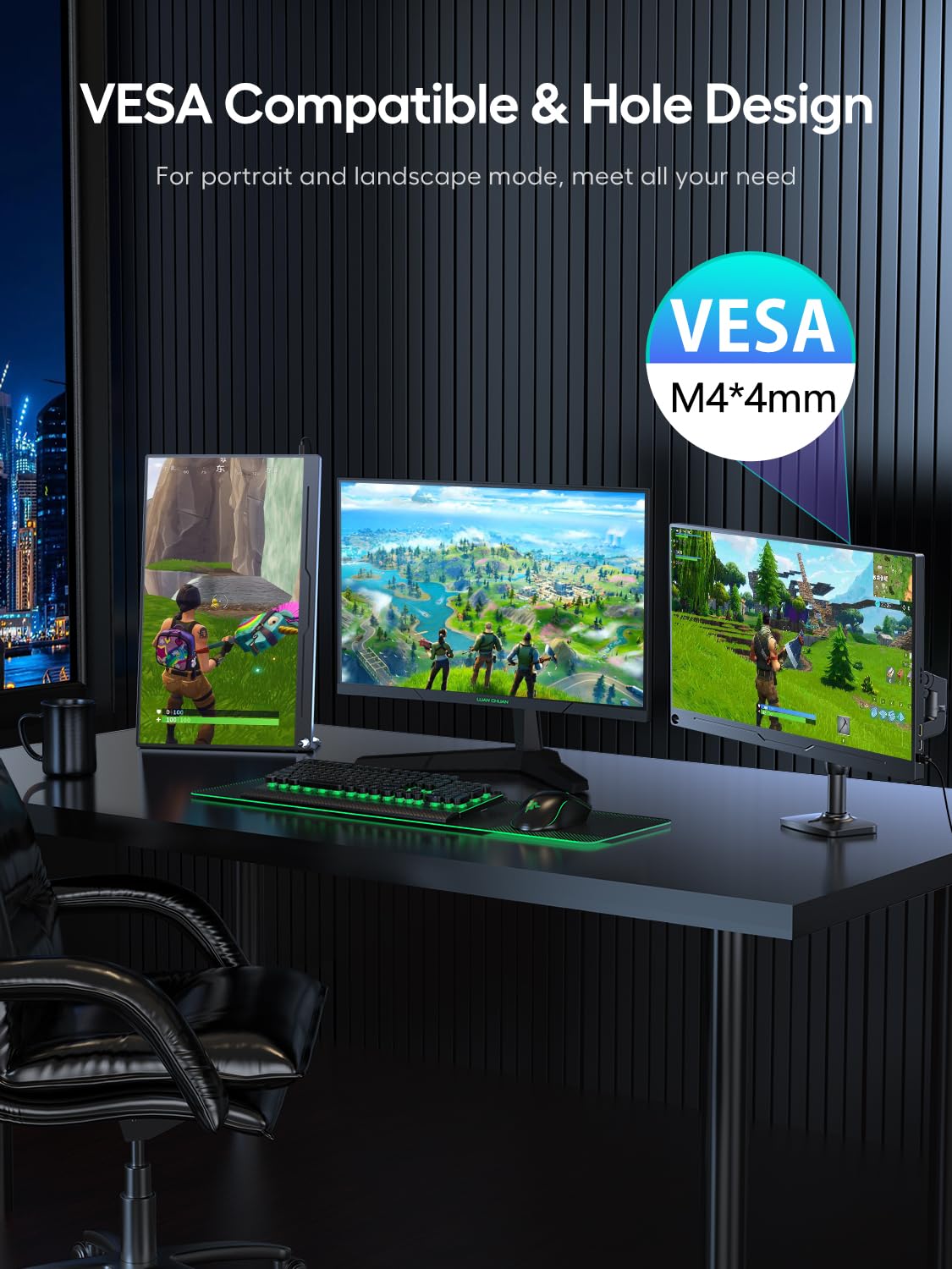 UPERFECT 18.5 Inch Portable Monitor - 120Hz Full HD 1920x1080 IPS Screen USB-C Mini HDMI for Mac PC Laptop Phone PS5 Xbox - VESA Mount Compatible - Perfect for Gaming, Work & Travel