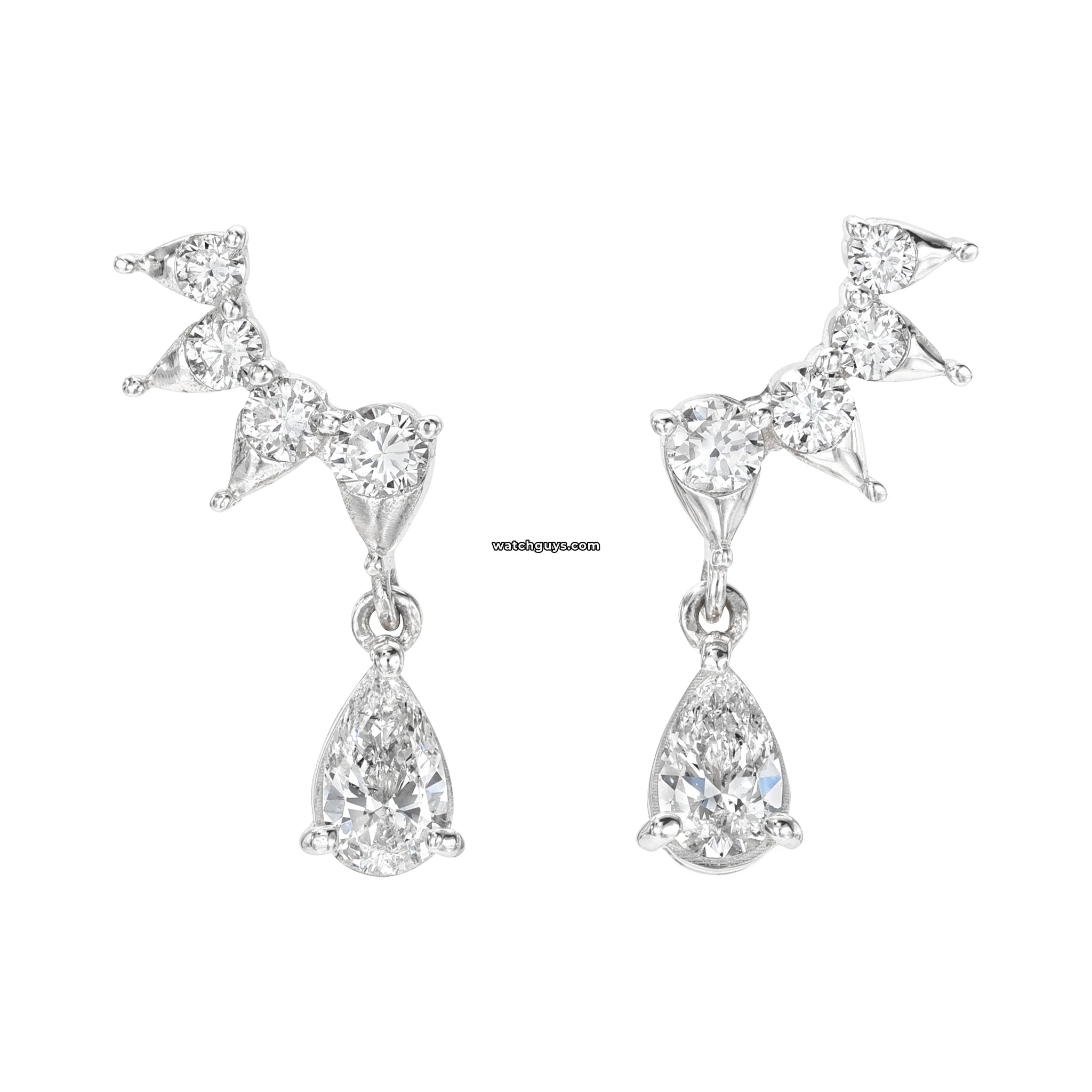 18k White Gold Pear Diamond Drop Earrings for Women - Elegant Dangling Earrings for Weddings, Parties & Special Occasions