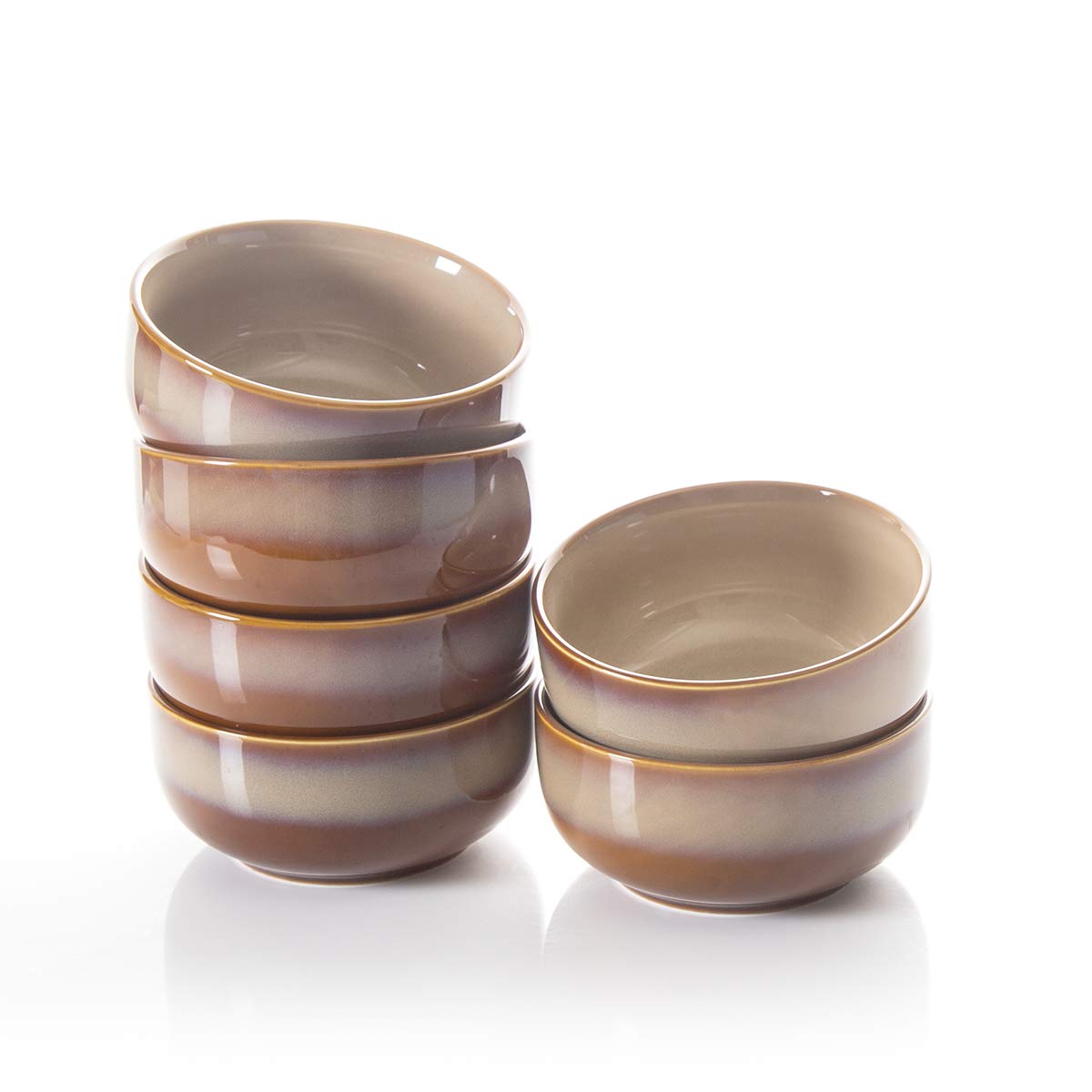 Hasense 6-Piece Ceramic Bowl Set - 20oz Soup, Pasta, Salad, Dessert, Rice & Oatmeal Bowls - Durable Kitchen Dishware for Breakfast, Dinner & Entertaining - Earthy Brown Stoneware Collection
