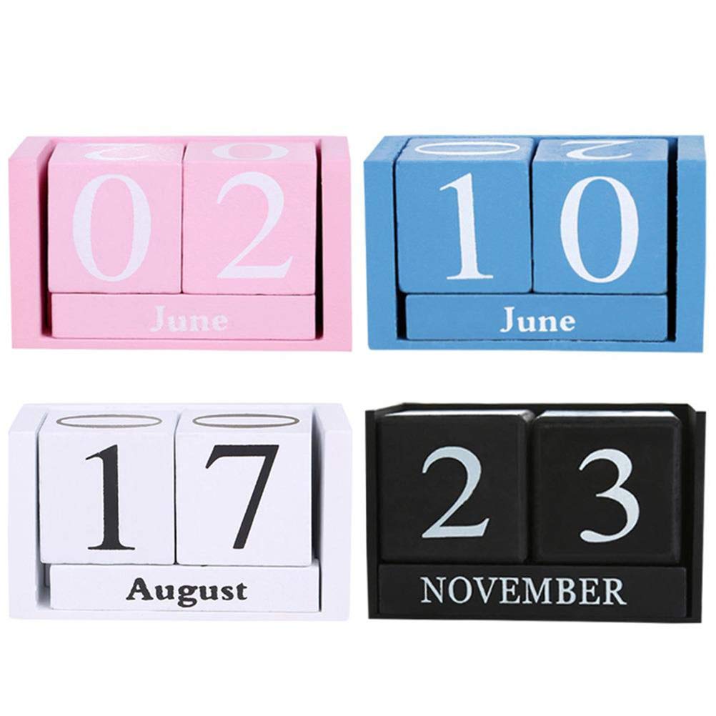 VORCOOL Wooden Perpetual Calendar - Black Desktop Date Block for Home, Office & School | Perfect for Planning, Organizing & Decorating Workspace