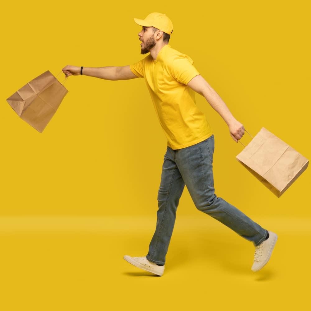 Eco-Friendly Kraft Paper Bags with Handles - 14×4×11 Inches (20 Pack) | 150 GSM Thick Recycled Brown Paper Bags for Gift Wrapping, Shopping, Retail & Party Supplies | Sustainable Packaging for Stores, Weddings & Events