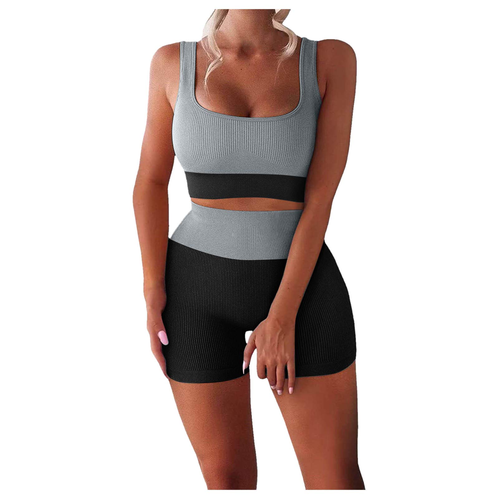 Seamless Workout Sets for Women - High Waist Yoga Shorts & Tank Top with Printing - 2 Piece Gym Outfits for Yoga, Running & Fitness Training