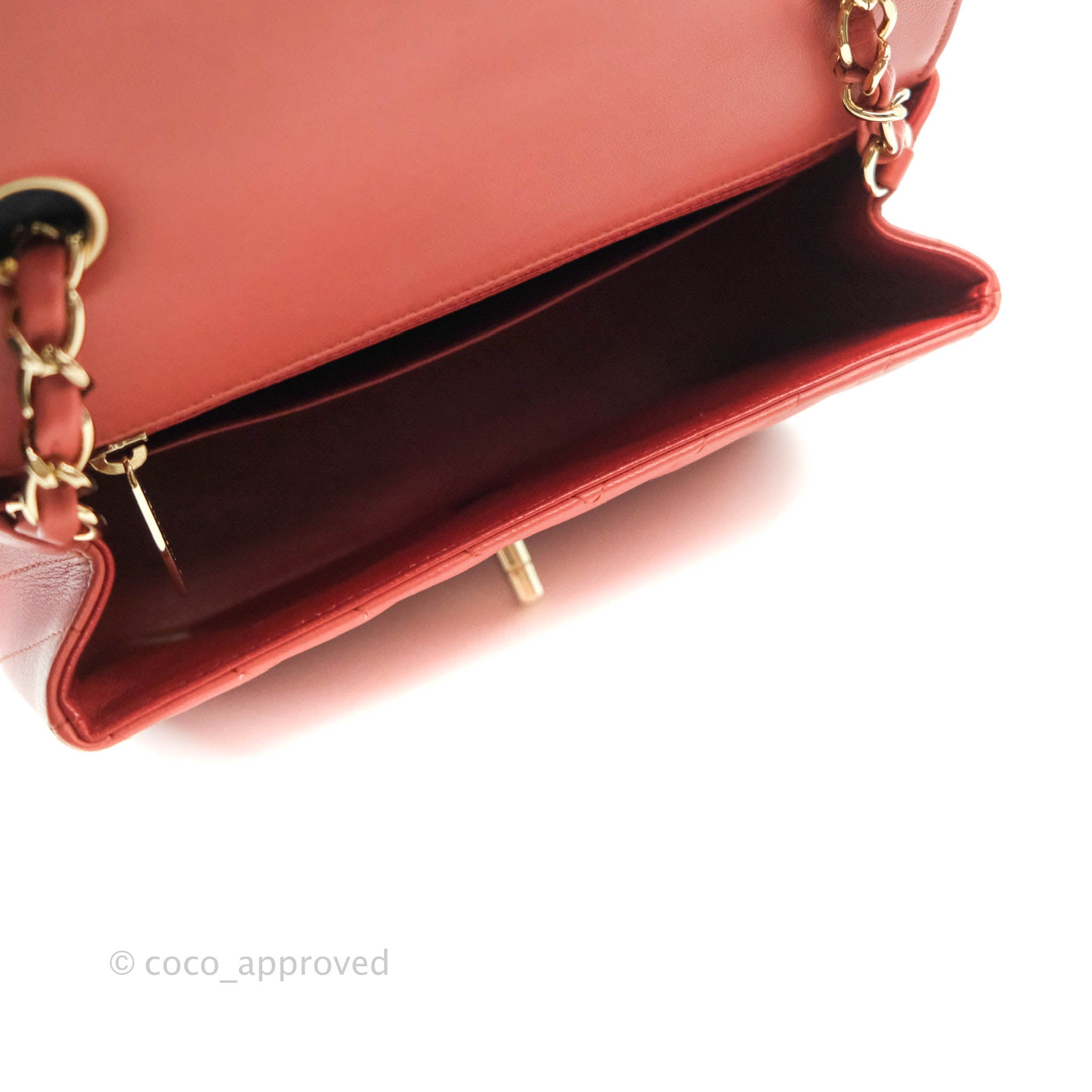 Chanel Chevron Mini Rectangular Flap Bag in Brick Red Lambskin Leather with Aged Gold Hardware - Luxury Crossbody Purse for Women, Perfect for Date Night & Special Occasions