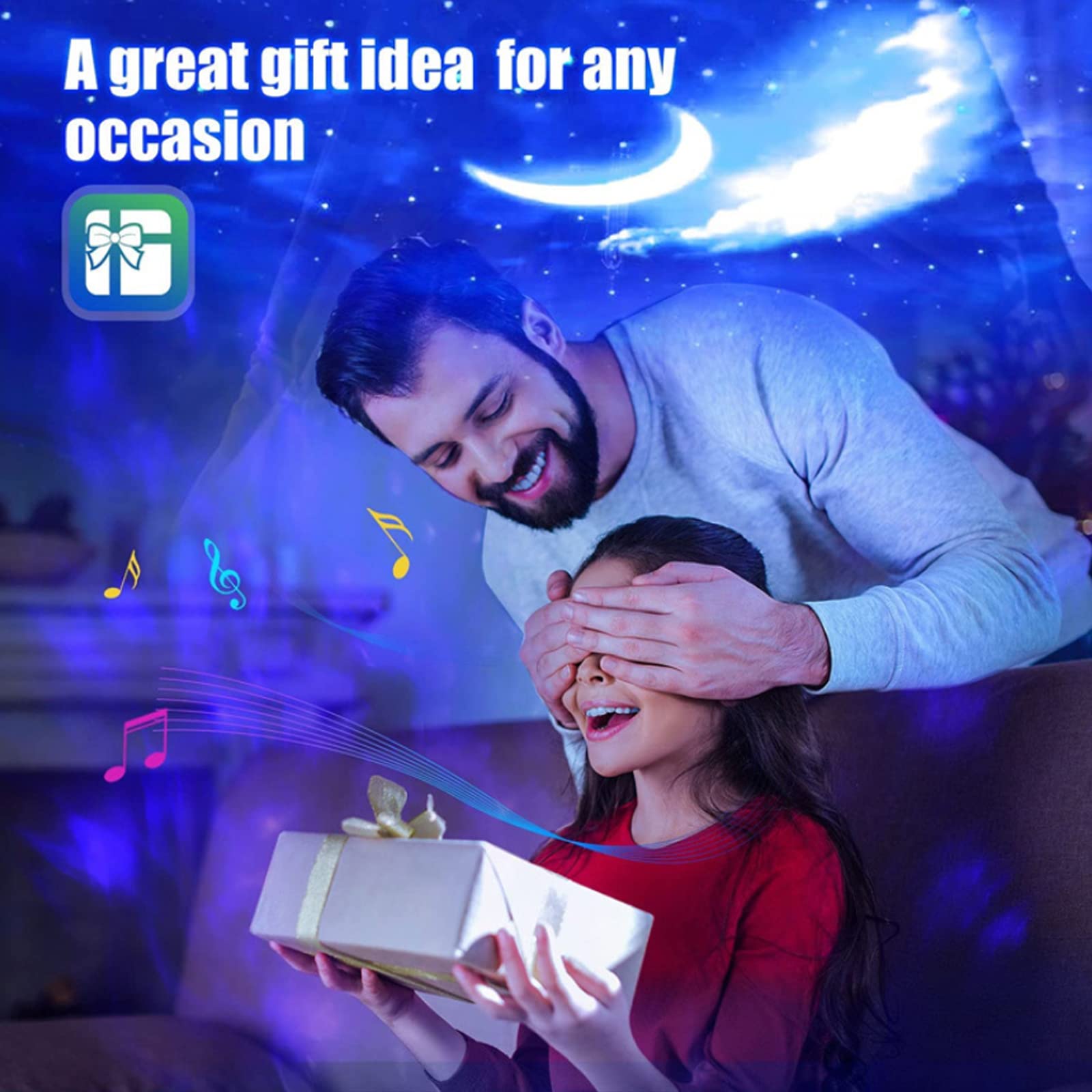 MHGLOVES White Star Projector - 3-in-1 LED Galaxy Night Light with Remote, Bluetooth Speaker & Sound Activation | 40 Color Nebula Projector for Bedroom, Party, Romantic Dates & Home Theater Ambiance