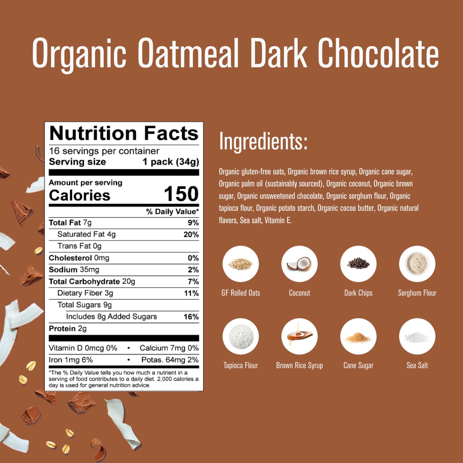 Organic Oatmeal Dark Chocolate Hunks - 16 Pack for Snacking