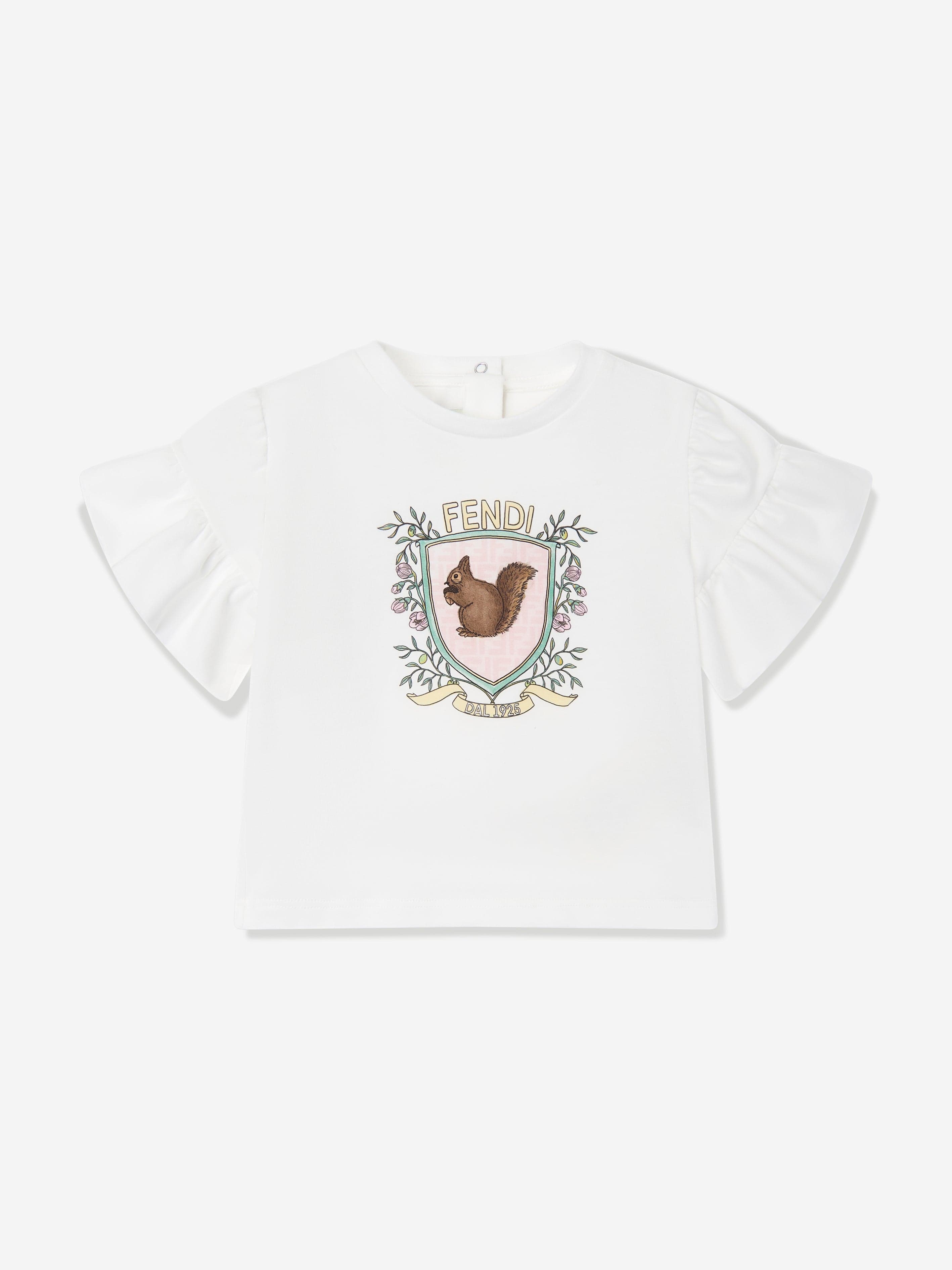 Adorable Baby Girls Squirrel Graphic T-Shirt - Soft Cotton White Tee for Toddlers | Perfect for Playdates, Family Photos & Everyday Outfits