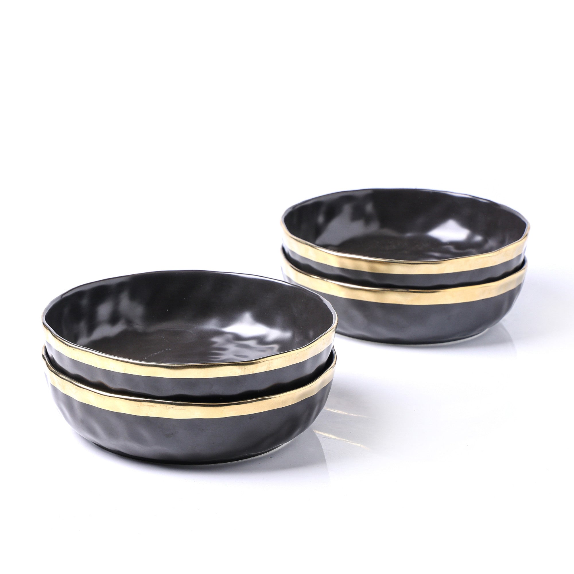 Florian Porcelain Pasta Bowl - Elegant Black Ceramic Dinnerware for Italian Cuisine | Perfect for Restaurants, Home Dining & Gifting