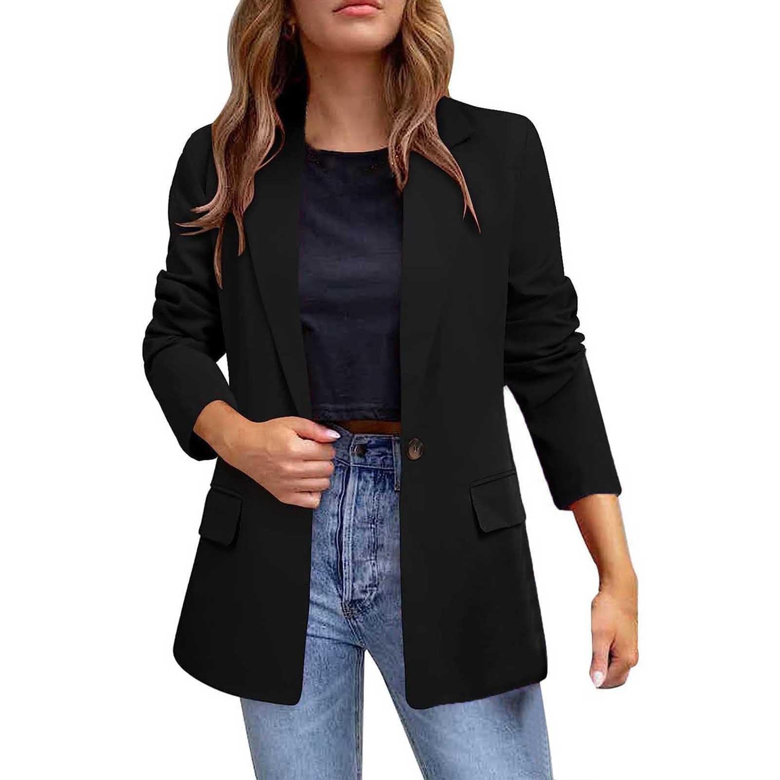 Women's Casual Blazer - Loose Long Sleeve Office Jacket for Spring/Summer Workwear