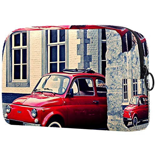 Vintage Red Car Cosmetic Travel Bag - Large Capacity Reusable Makeup Pouch & Toiletry Organizer for Women & Teen Girls | Perfect for Travel, Gym, Beach & Daily Use