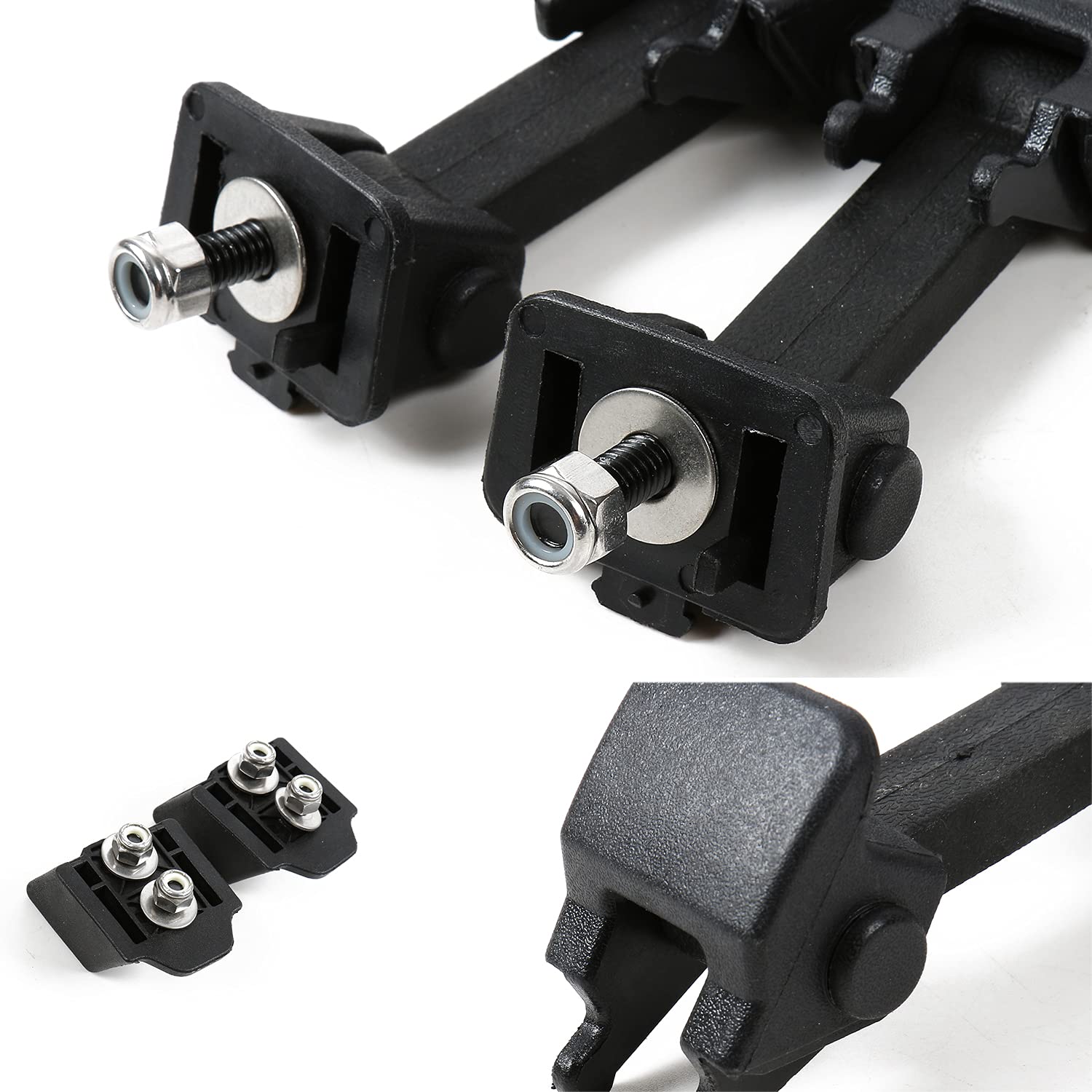 JeCar Hood Latches for Jeep Wrangler JK & JKU (2007-2018) - Heavy Duty Black Hood Catch Kits | Exterior Accessories Replacement | Perfect for Off-Roading & Daily Driving