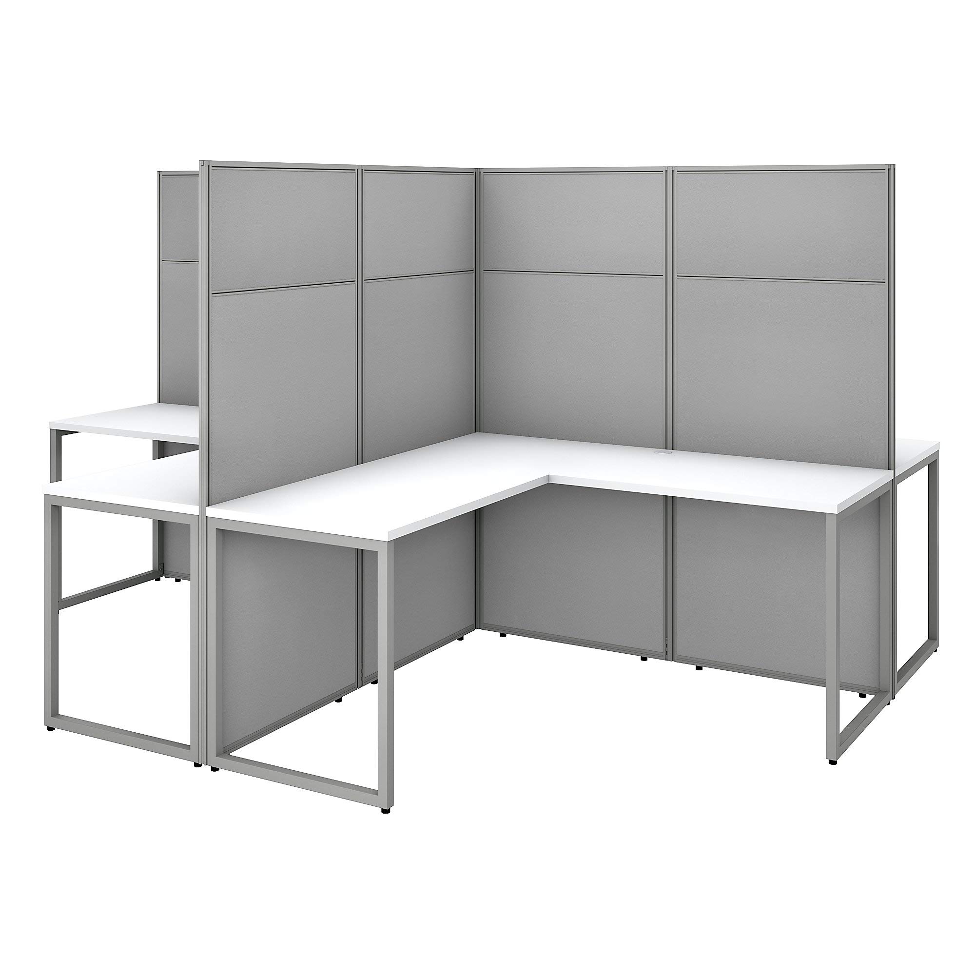 Bush Business Furniture 4-Person L-Shaped Cubicle Desk Workstation with 66H Panels - 60W x 66H, Pure White - Perfect for Office, Call Center & Collaborative Workspaces