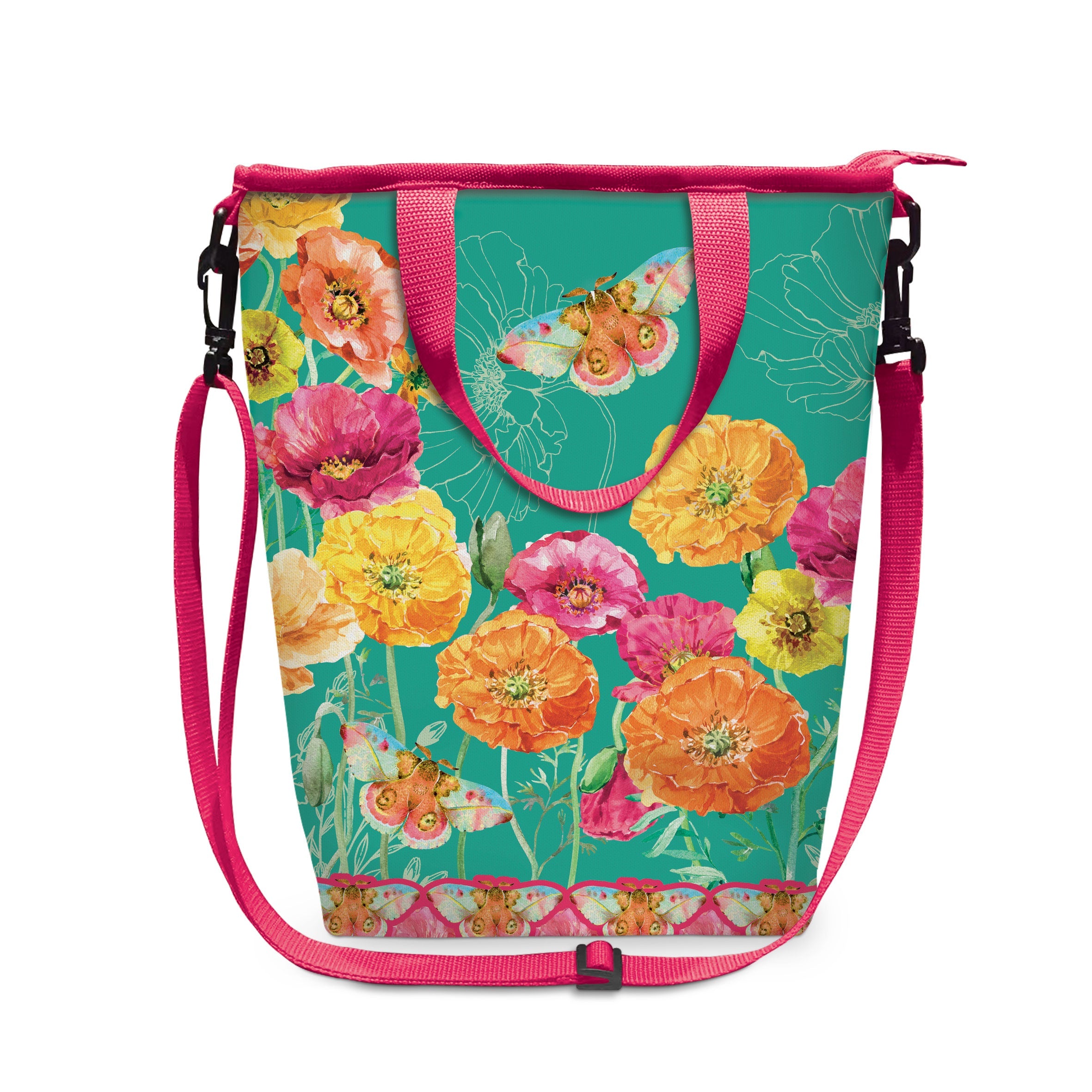 Insulated Cooler Bag with Bright Poppies Design - Perfect for Picnics, Beach Trips & Outdoor Adventures