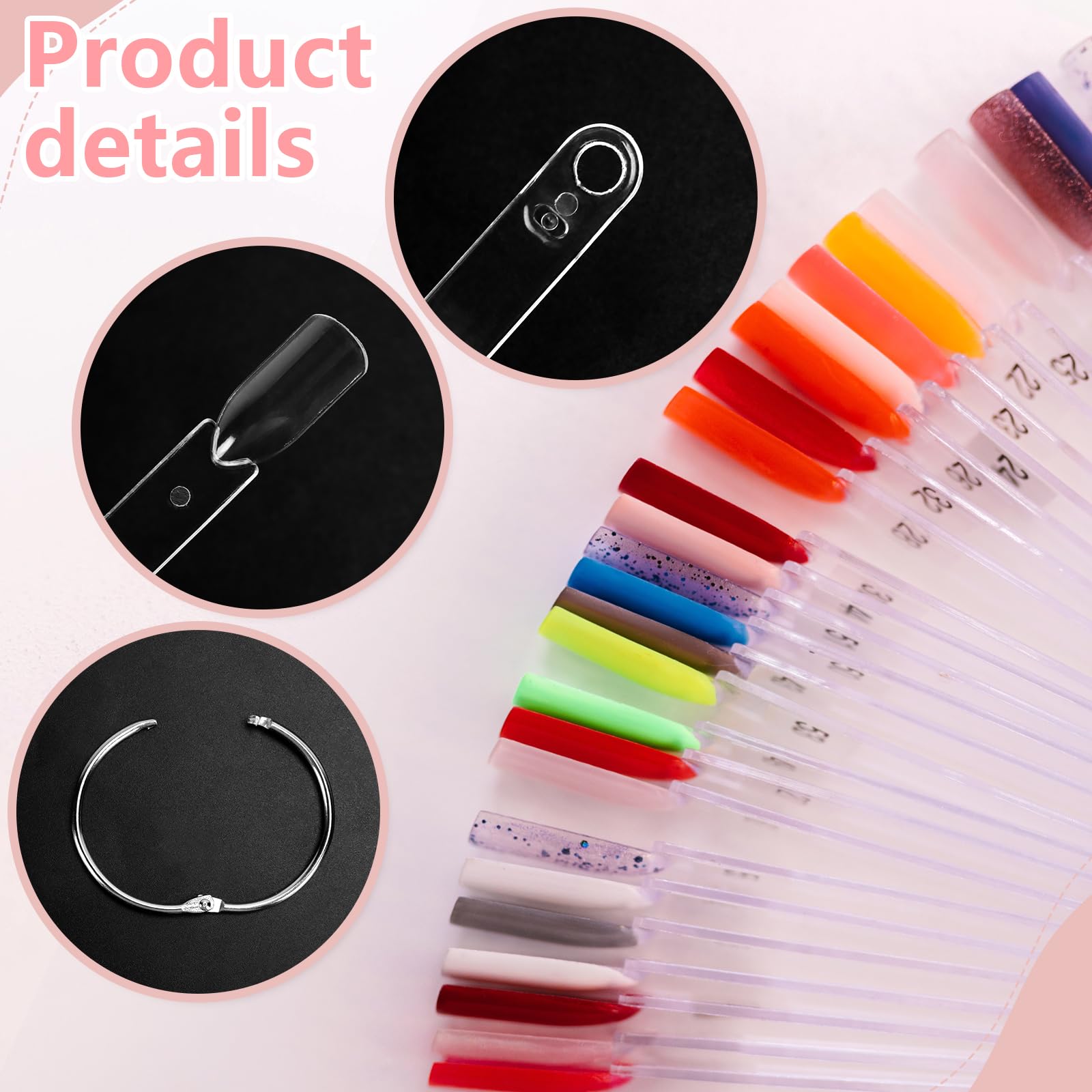 300 Pcs Clear Square Nail Polish Swatch Sticks with Number Stickers & Ring - Professional Nail Color Display for Salons, DIY Nail Art at Home, Perfect for Organizing and Testing Nail Polish Colors