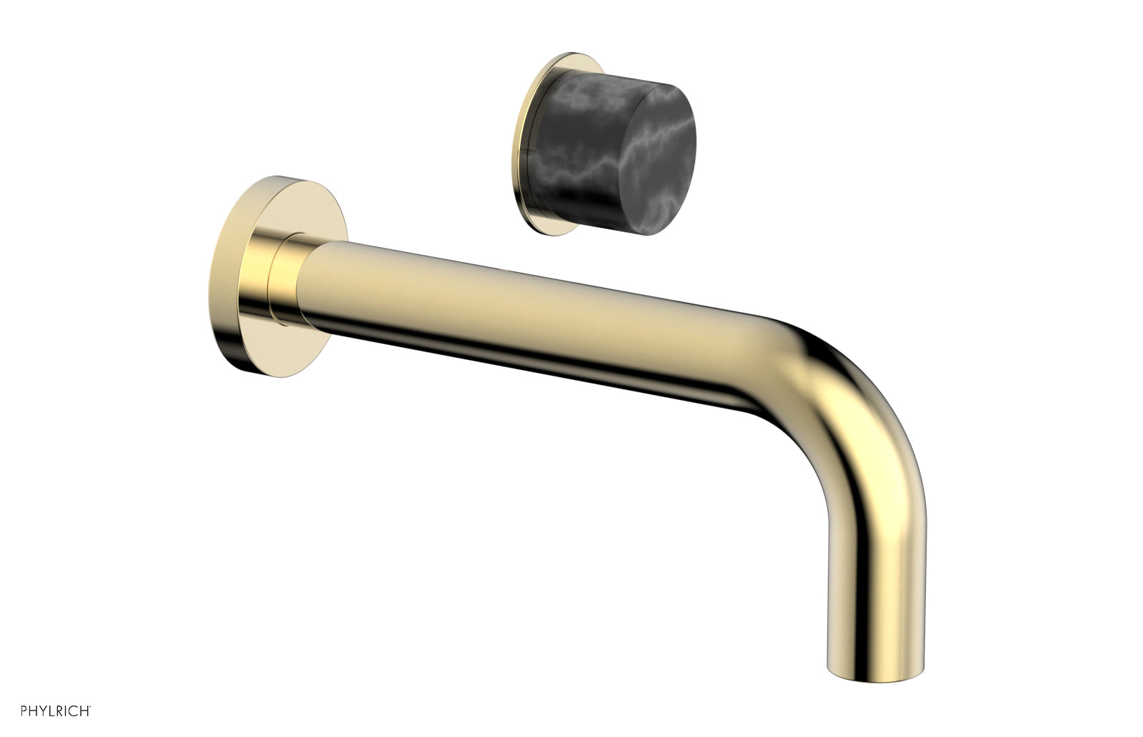 Premium Single Handle Wall Mount Lavatory Faucet - Black Marble Handle (Model 230-17) for Bathroom Sink & Powder Room Upgrade