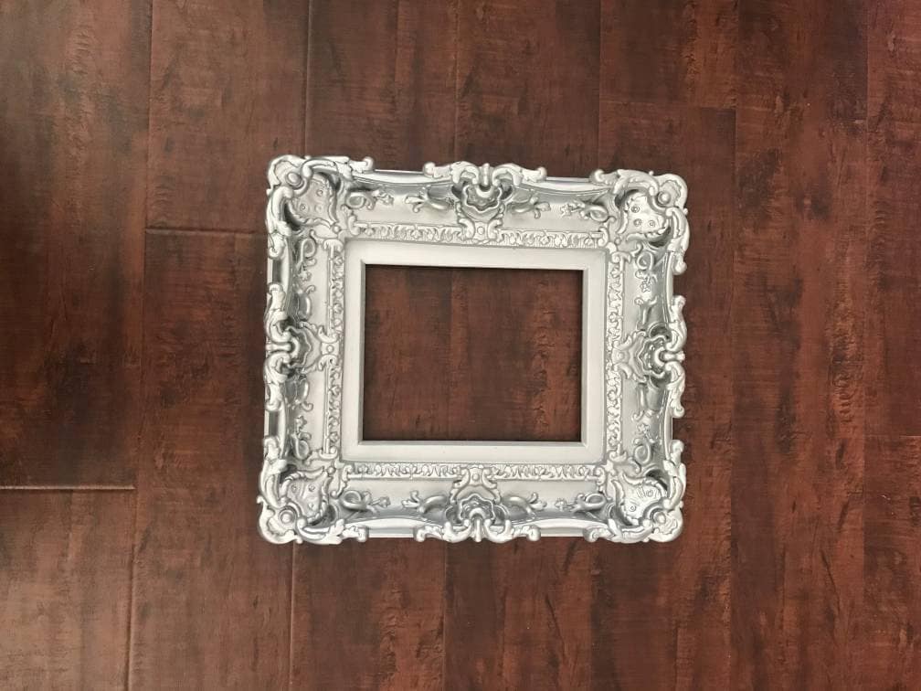 8.5x11 Silver Baroque Ornate Picture Frame - Elegant Small Photo Frame for Wall Art, Home Decor, Wedding, and Office Display