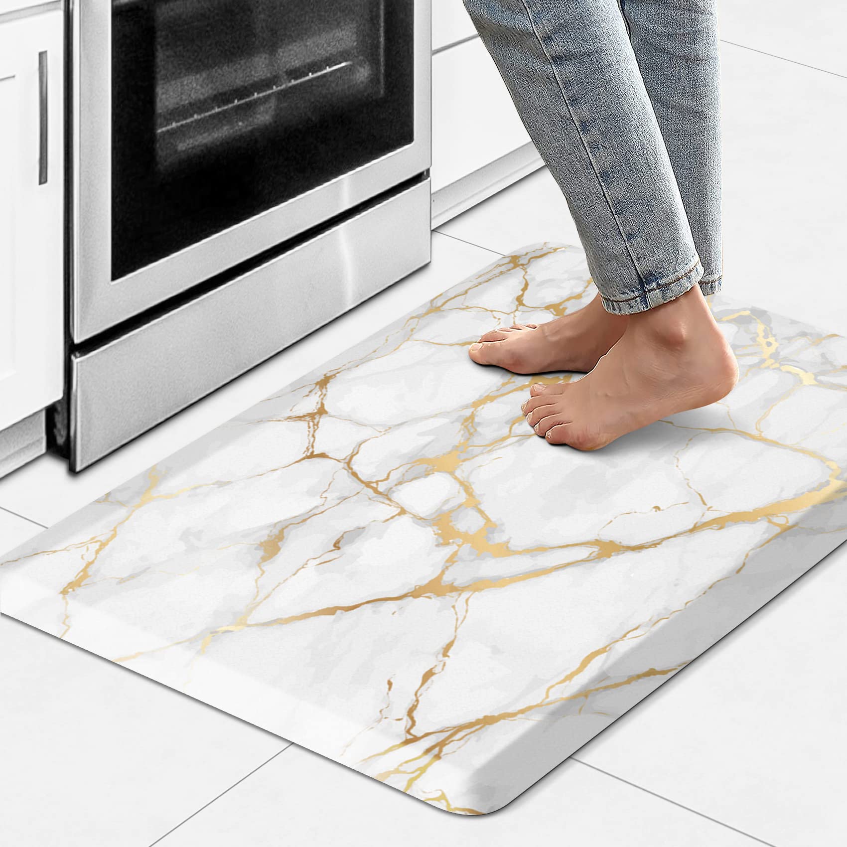 Anti-Fatigue Kitchen Floor Mats - Non-Slip Waterproof Cushioned Rug for Standing Comfort at Sink, Desk & Office (28x17.3 Inch) - Perfect for Cooking, Dishwashing & Long Work Hours
