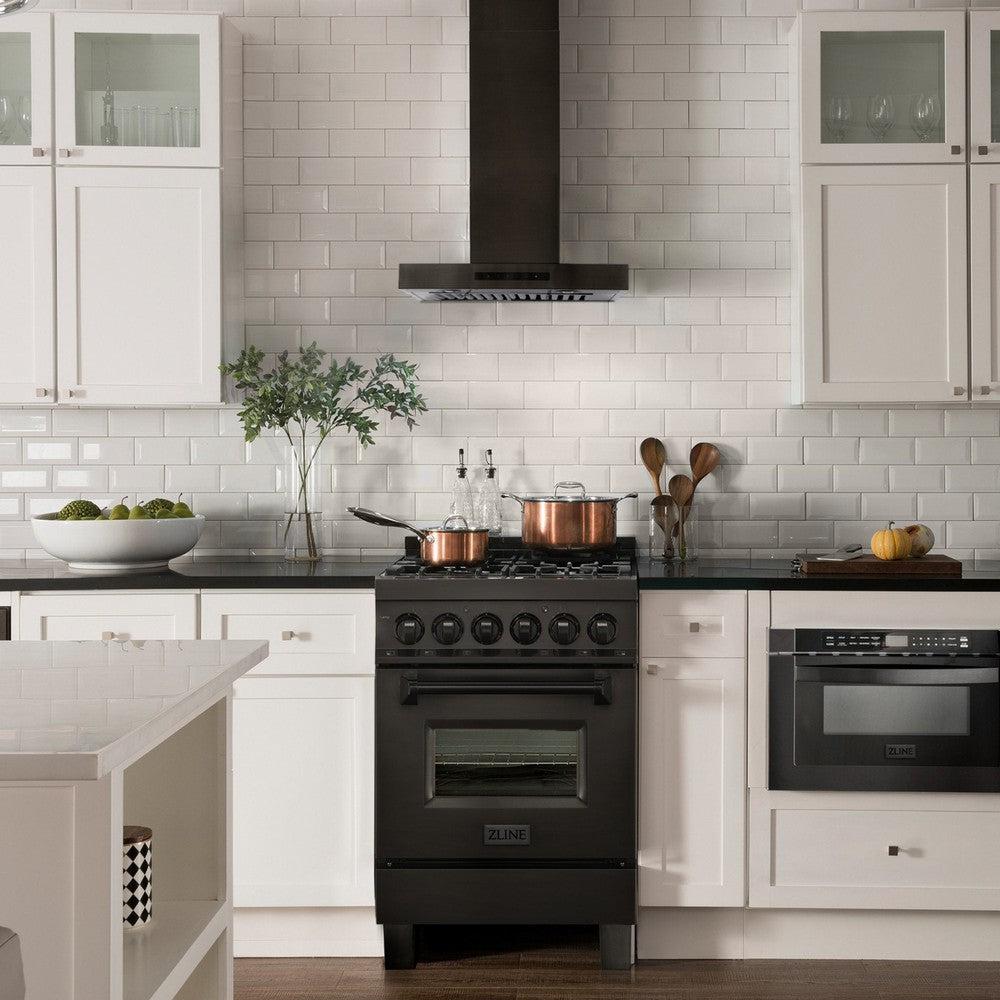 ZLINE BSKEN Black Stainless Steel Convertible Wall Mount Range Hood - Powerful Kitchen Ventilation for Gas Stoves & Cooking Areas