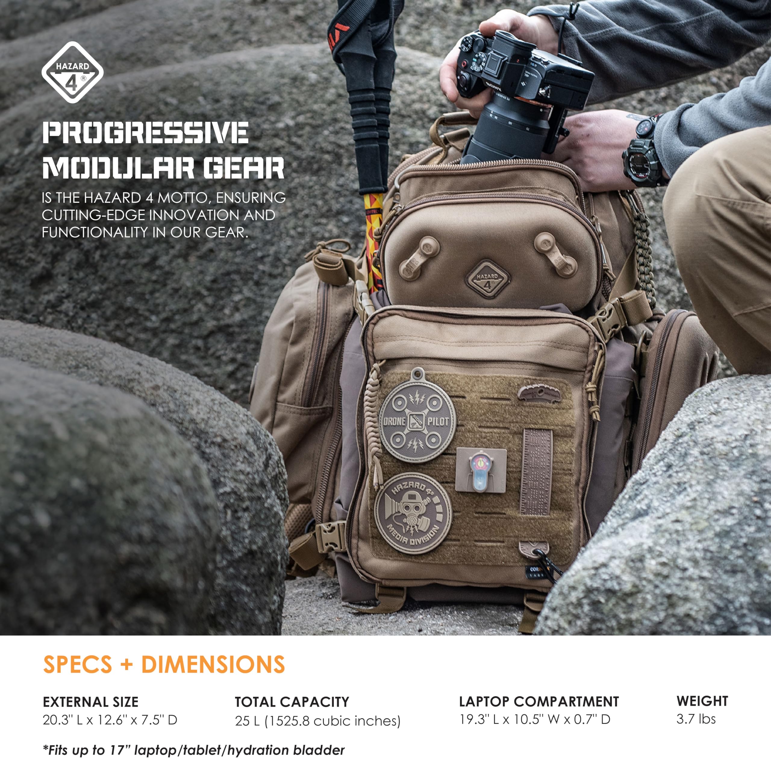 HAZARD 4 Tactical Backpack - Coyote Brown Military Style Rucksack for Outdoor Adventure, Hiking & Travel - Durable Molle Compatible Pack for Camping, Survival Gear & EDC
