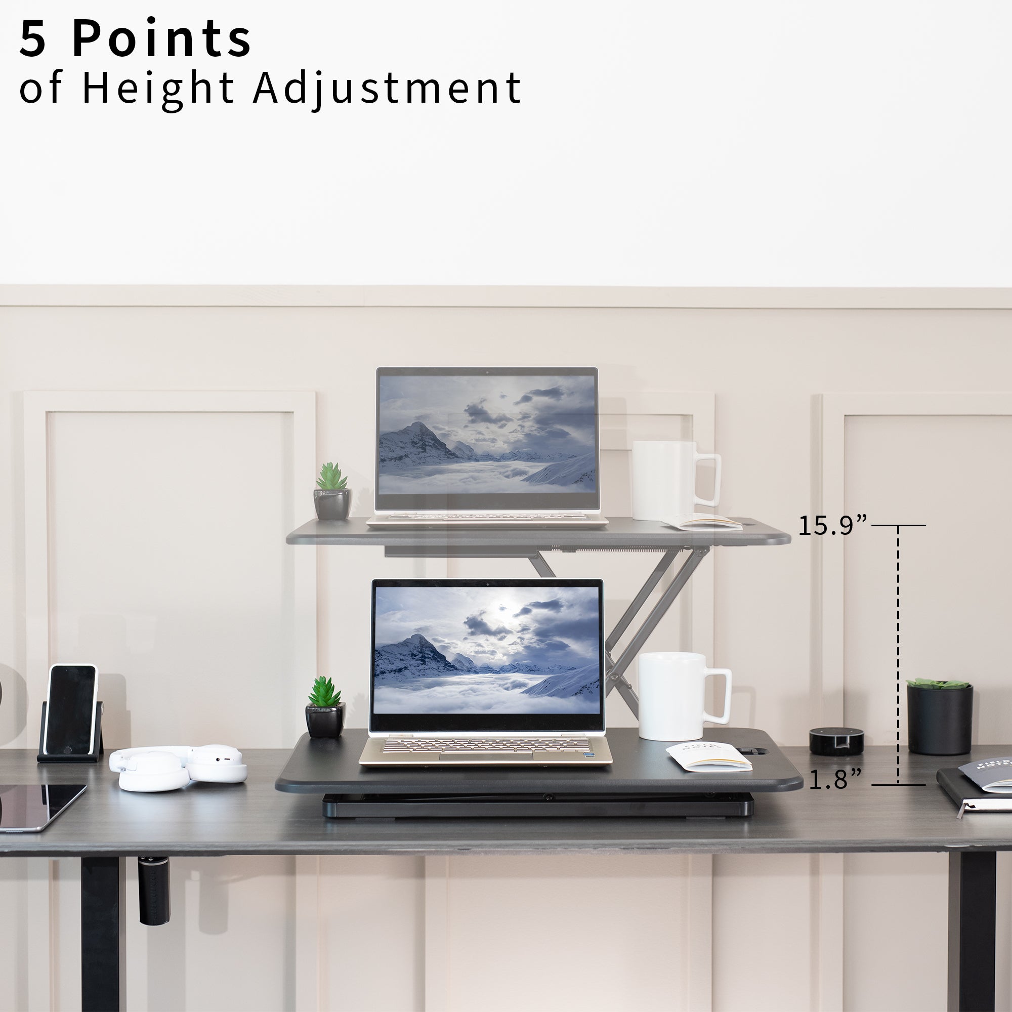 Adjustable Single Top Standing Desk Converter - Ergonomic Riser for Home & Office Workspace - Perfect for Laptop & Monitor Setup