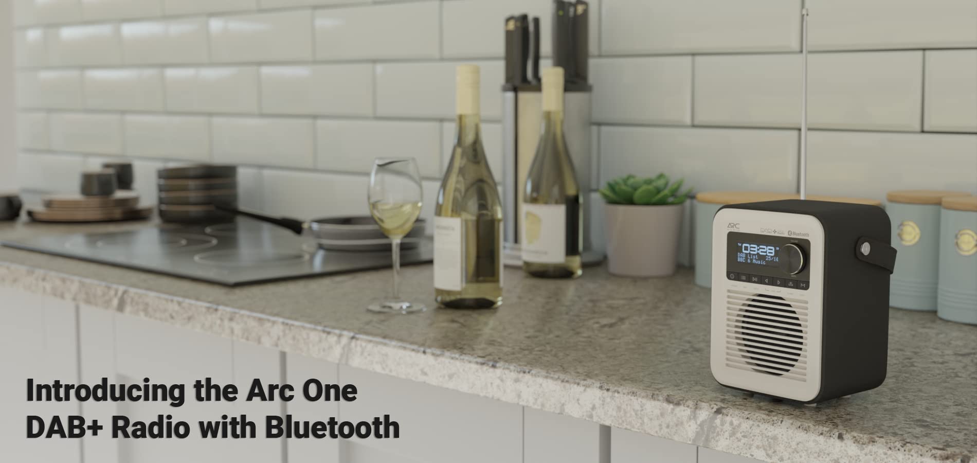 Portable Digital Radio with DAB, DAB+ & FM | Bluetooth, USB & Micro SD Card Support | Rechargeable Battery & Mains Power | Arc Audio One - Black | Perfect for Home, Office & Outdoor Use