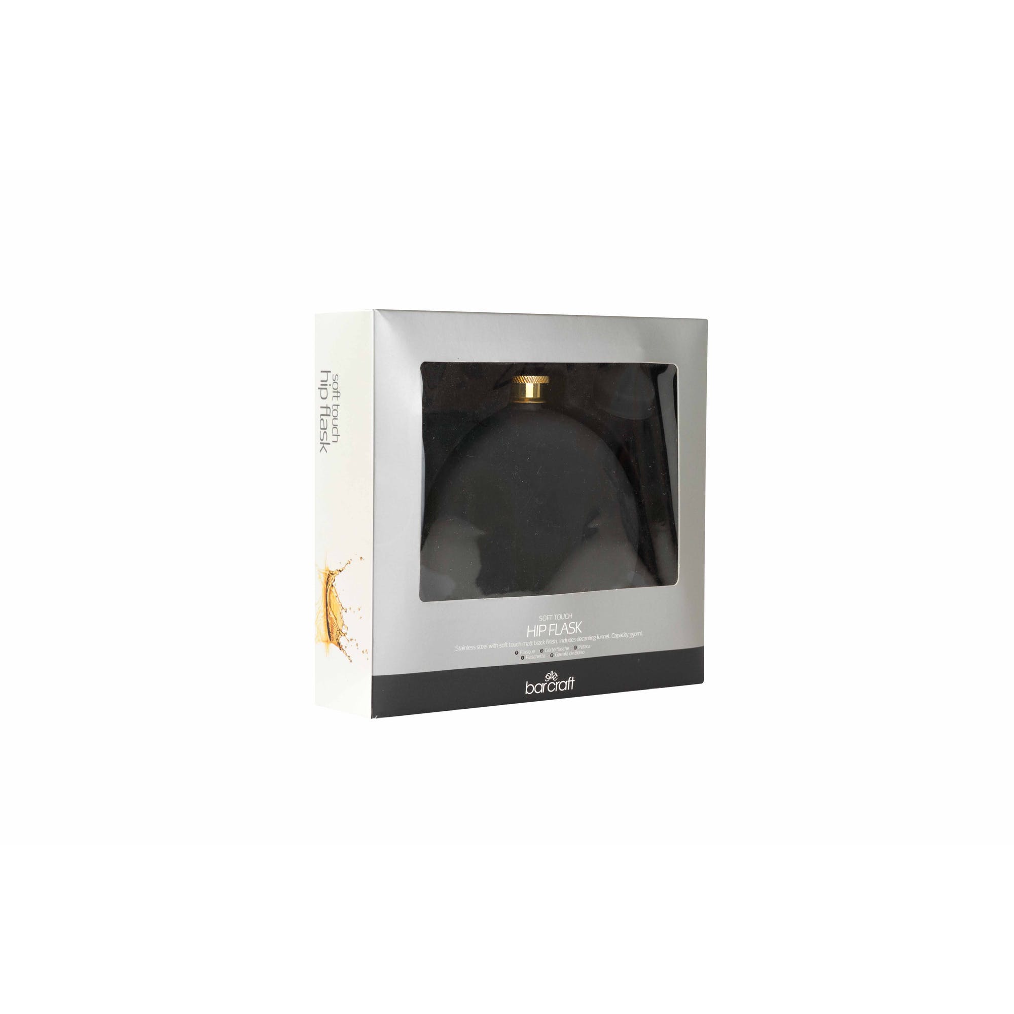 BarCraft Premium Stainless Steel 350ml Soft Touch Hip Flask - Perfect for Outdoor Adventures, Camping & Travel
