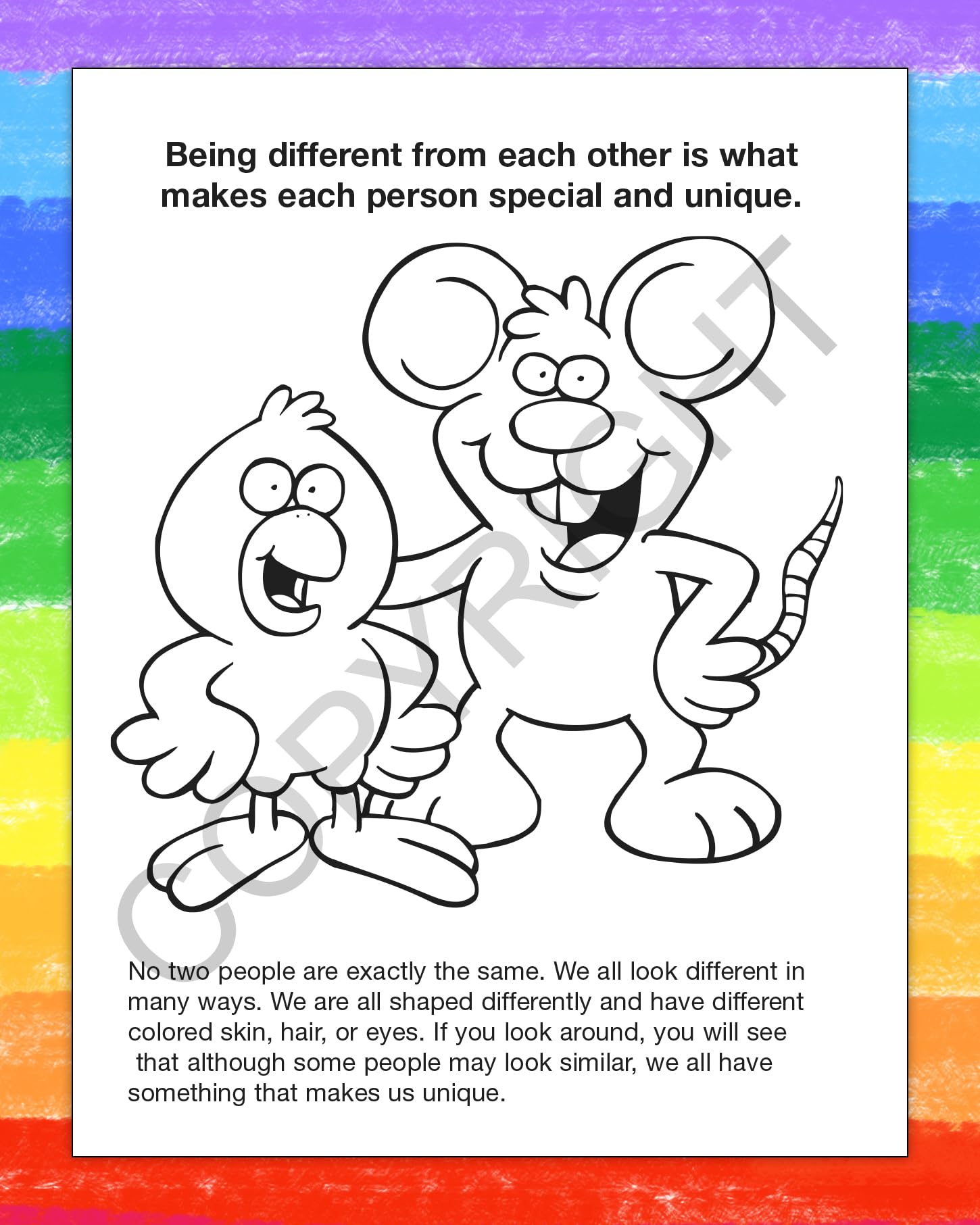 ZOCO Custom Coloring Books Bulk Pack (250 Sheets) - Kindness & Tolerance Themed Educational Activities for Kids - No Crayons Included | Perfect for Classrooms, Birthday Parties & Homeschooling