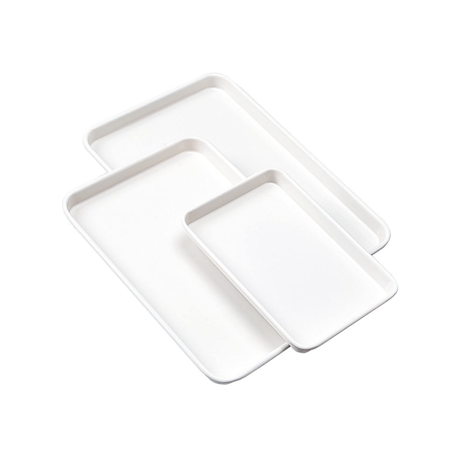Nonstick Baking Sheet Set of 3 - 15/13/9.5 Inch Carbon Steel Cookie Sheet Pans for Toaster Oven, Baking Trays with Rim for Cookies, Pizza, Roasting - Perfect for Home Baking & Meal Prep - White