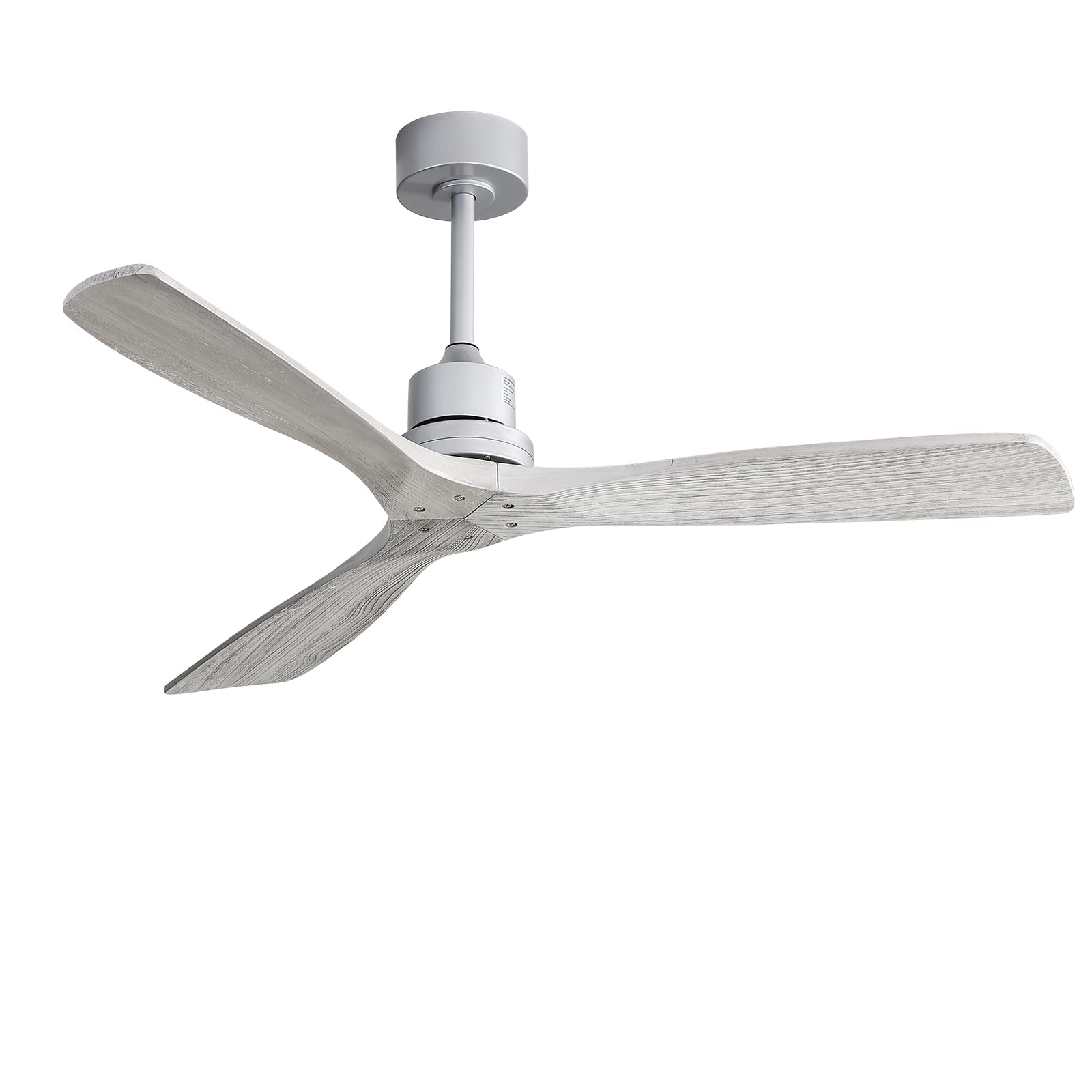 52 Inch Solid Wood Ceiling Fan with Remote Control - No Light Flush Mount Modern Design, 3 Reversible Blades, Quiet DC Motor - Perfect for Indoor/Outdoor Living Room, Bedroom, Patio & Farmhouse Decor