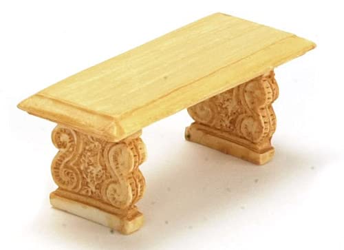 Tan Miniature Dollhouse Bench - Handcrafted for DIY Scenes