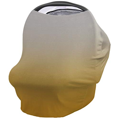 Breastfeeding Nursing Cover & Baby Car Seat Canopy - Grey & Yellow Gradient Stroller Cart Cover for Infant Girls & Boys | Perfect for Shopping, Travel & Outdoor Use