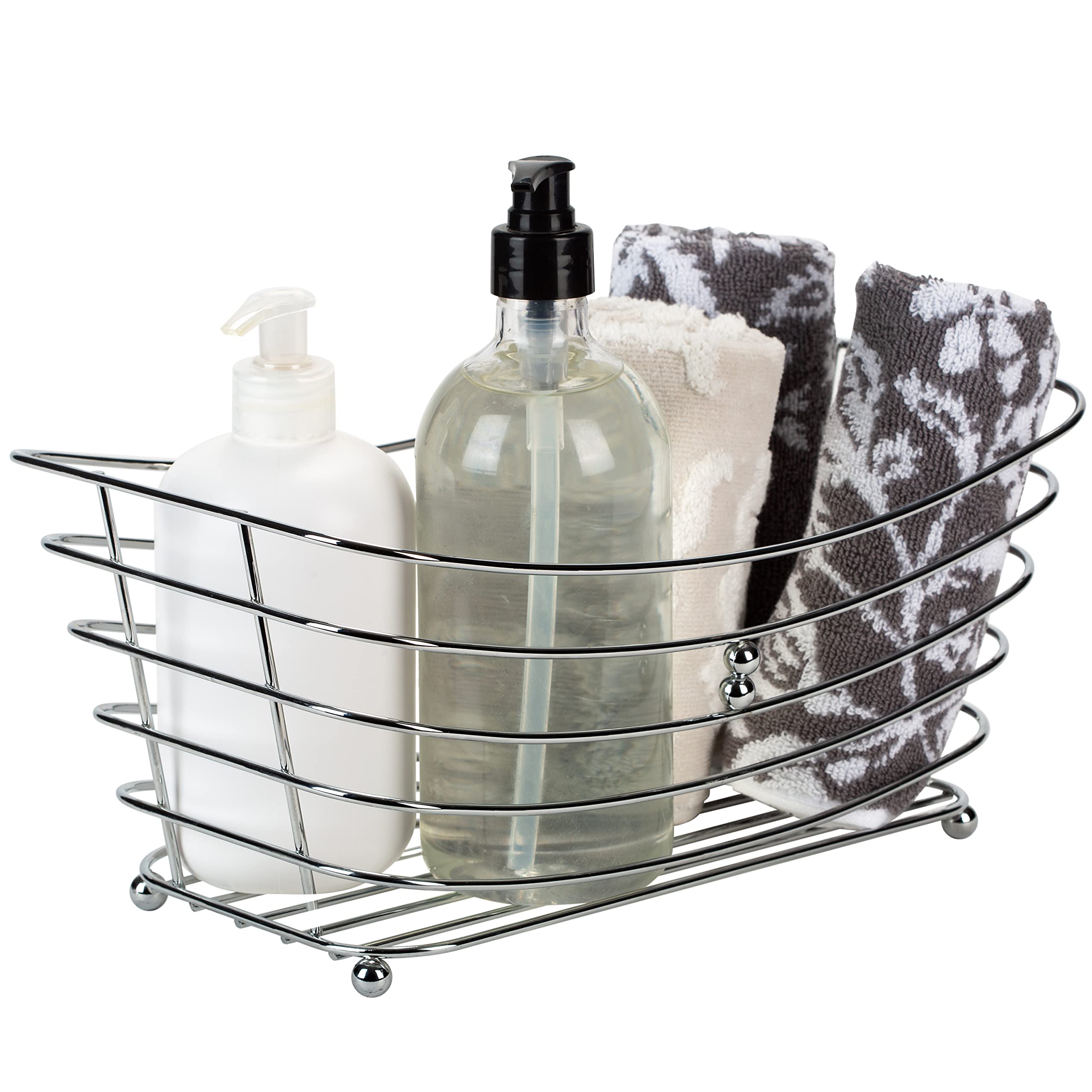 Chrome Wire Towel Basket with Non-Slip Ball Feet - 12.2