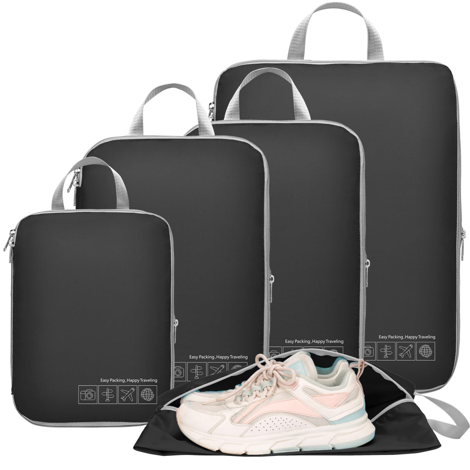 Cambond Compression Packing Cubes for Travel - 4-Piece Set of Luggage Organizers for Women, Space-Saving Carry-On Essentials | Perfect for Business Trips, Vacations & Weekend Getaways