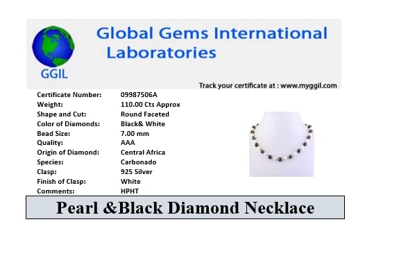 SkyJewels 7mm Black Diamond Beads & Pearl Necklace for Women - Elegant Layered Jewelry for Party, Wedding & Evening Occasions