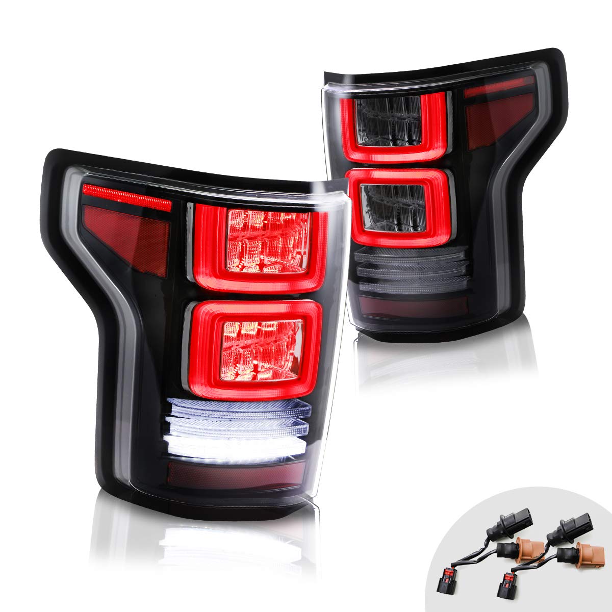 VLAND LED Tail Lights for Ford F150 Pickup 2015-2020 - Red Turn Signals, Direct Replacement for Halogen Factory Lights (Not Compatible with BLIND Model, Factory LED Version & XLT/Lariat) - Upgrade Your Truck's Style & Safety for Night Driving and Off-Road Adventures