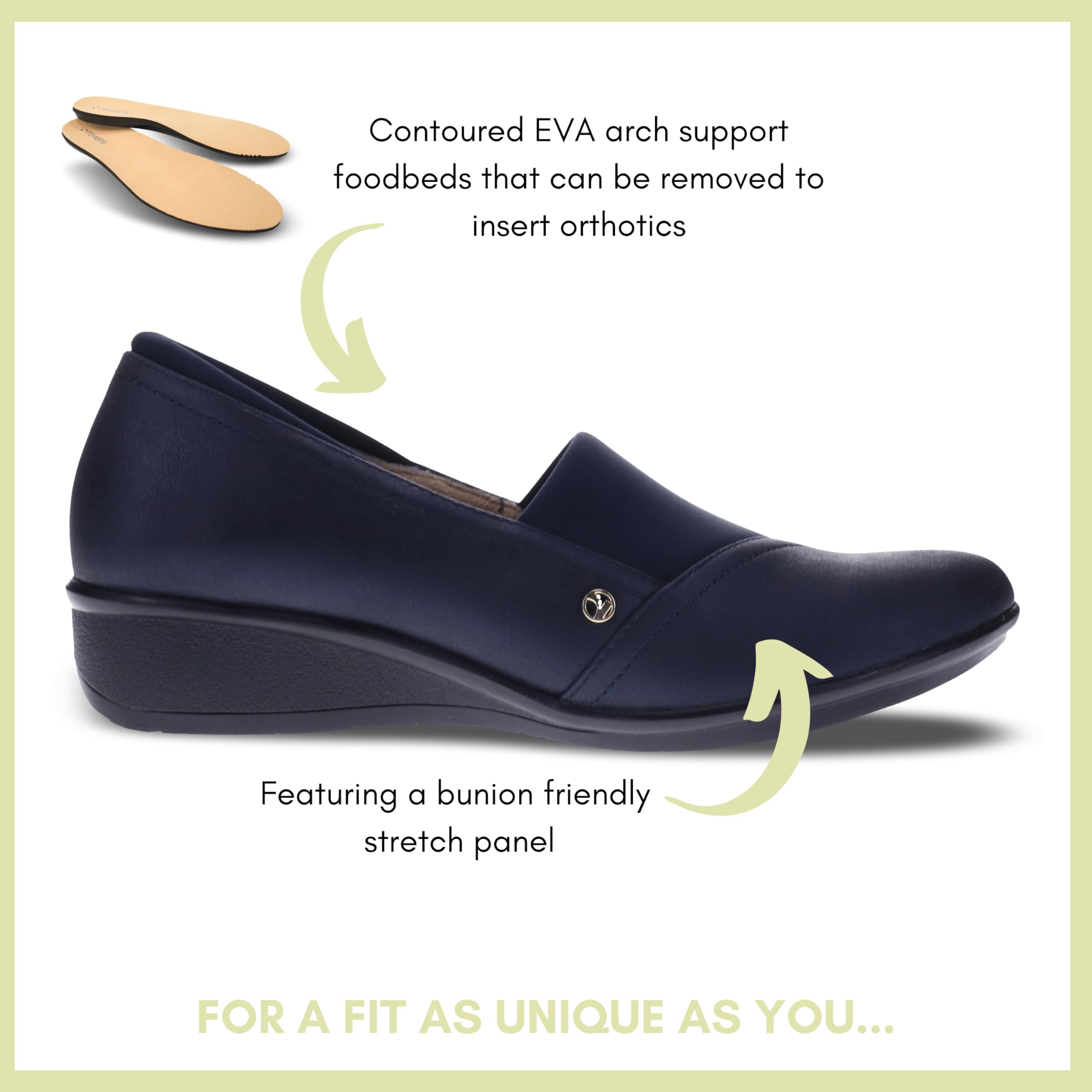 Revere Naples Women's Stretch Loafers - Comfortable Bunion-Friendly Slip-On Shoes with Arch Support & Custom Fit for Work, Travel & Everyday Wear